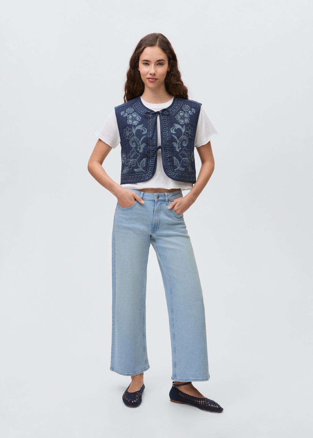 Embroidered cotton gilet - Teen | MANGO USA