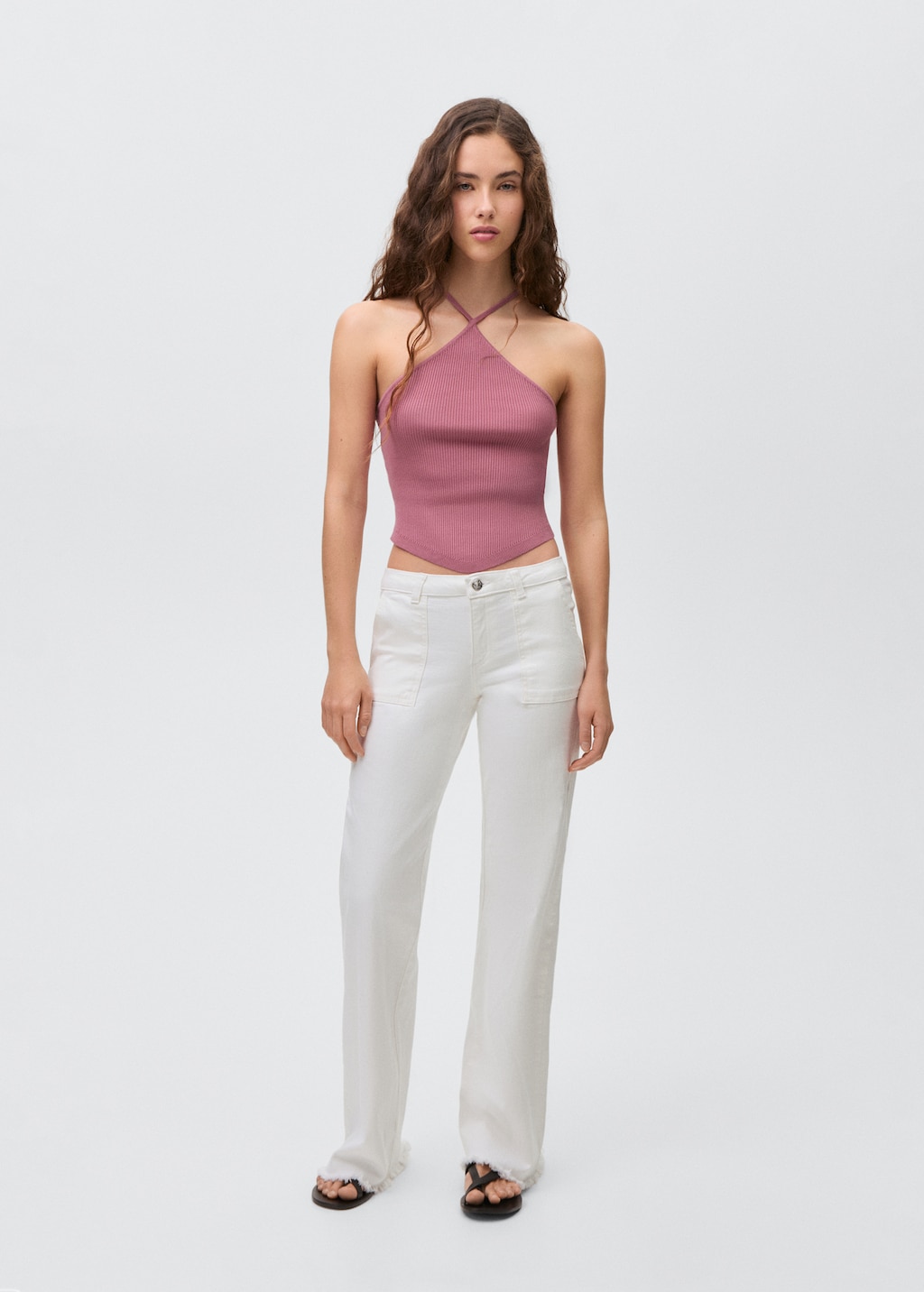 Ribbed halter-neck top - Teen | MANGO USA