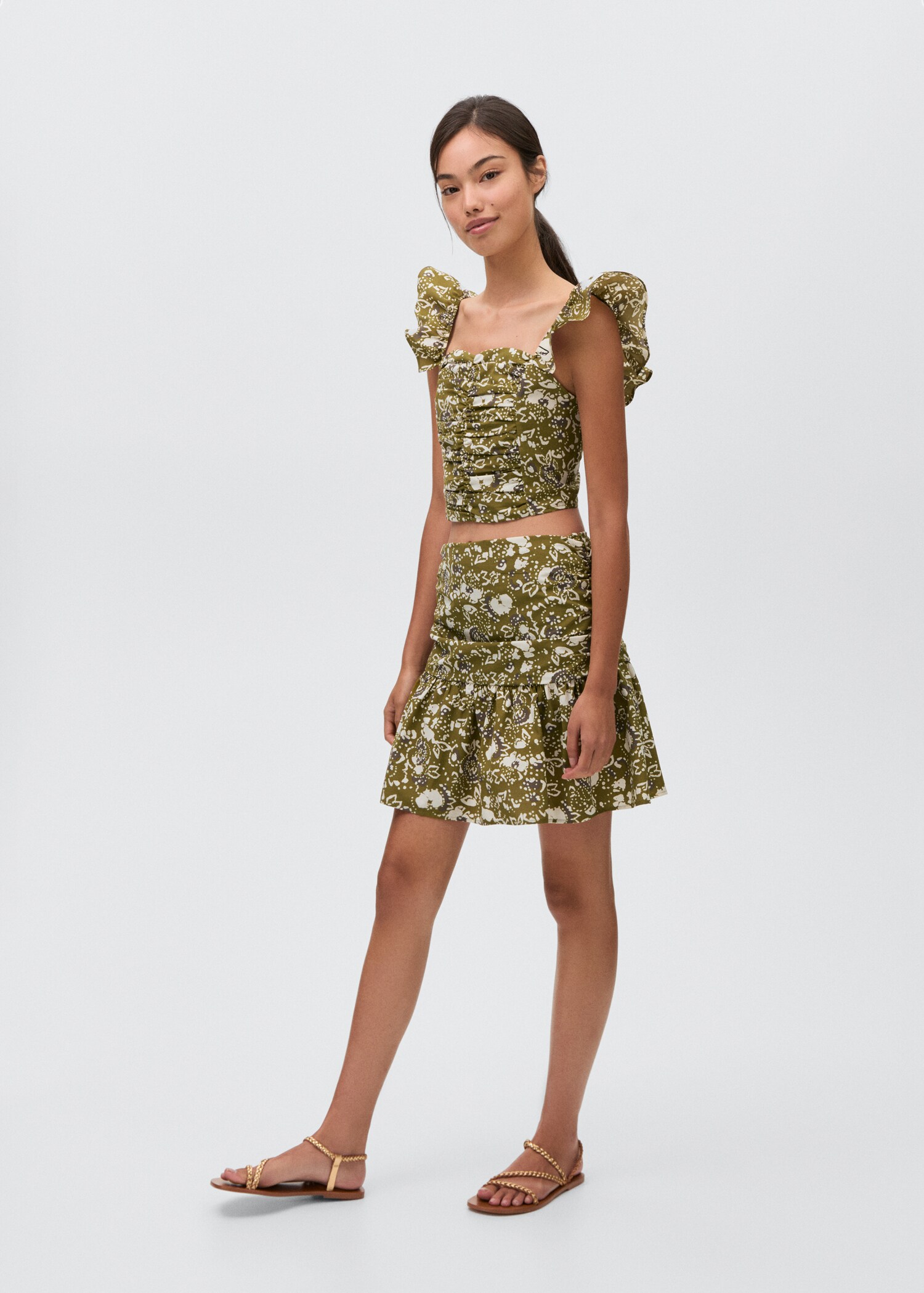 Minifalda estampada volante - Plano general
