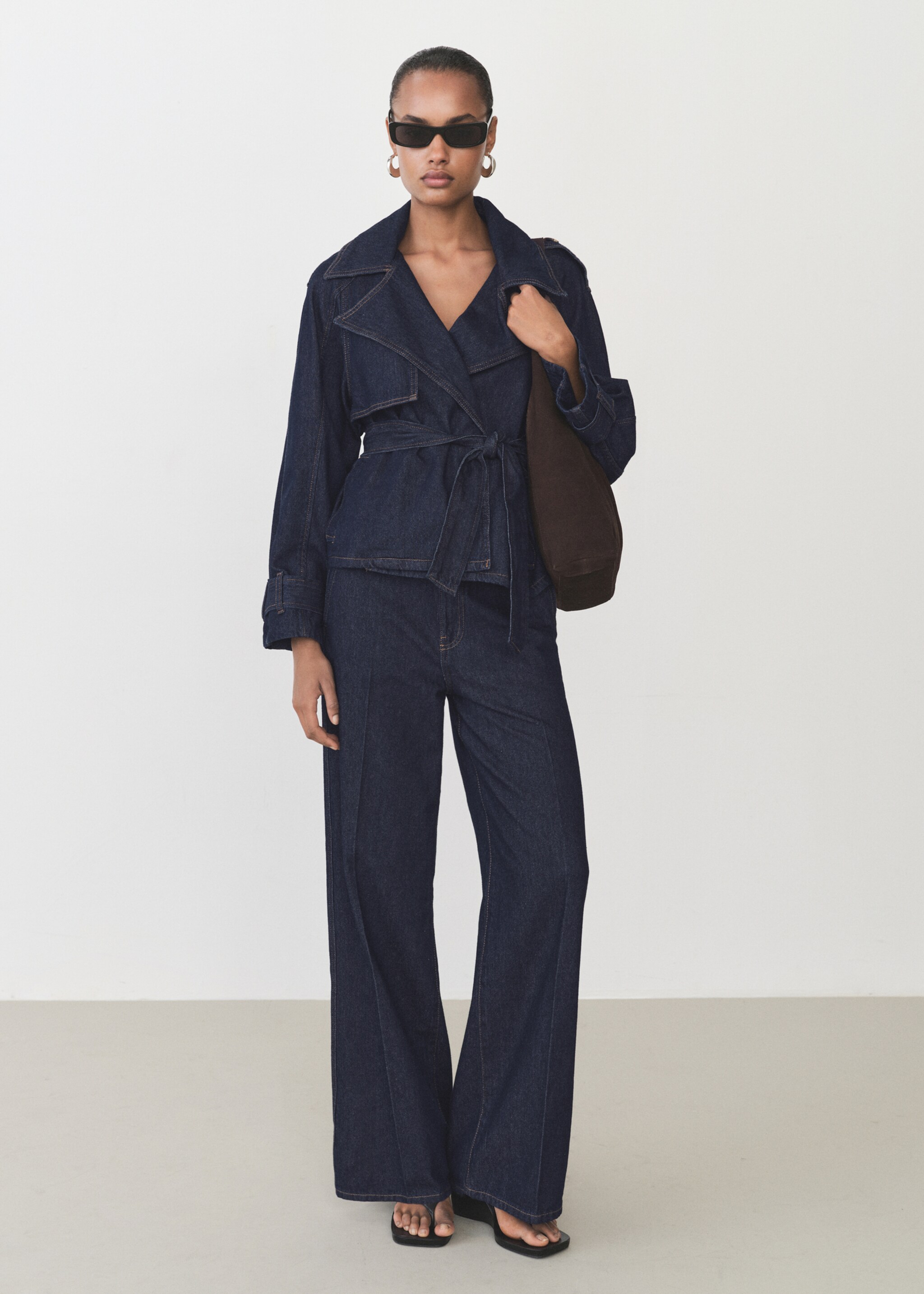 Wide-leg denim trousers - General plane