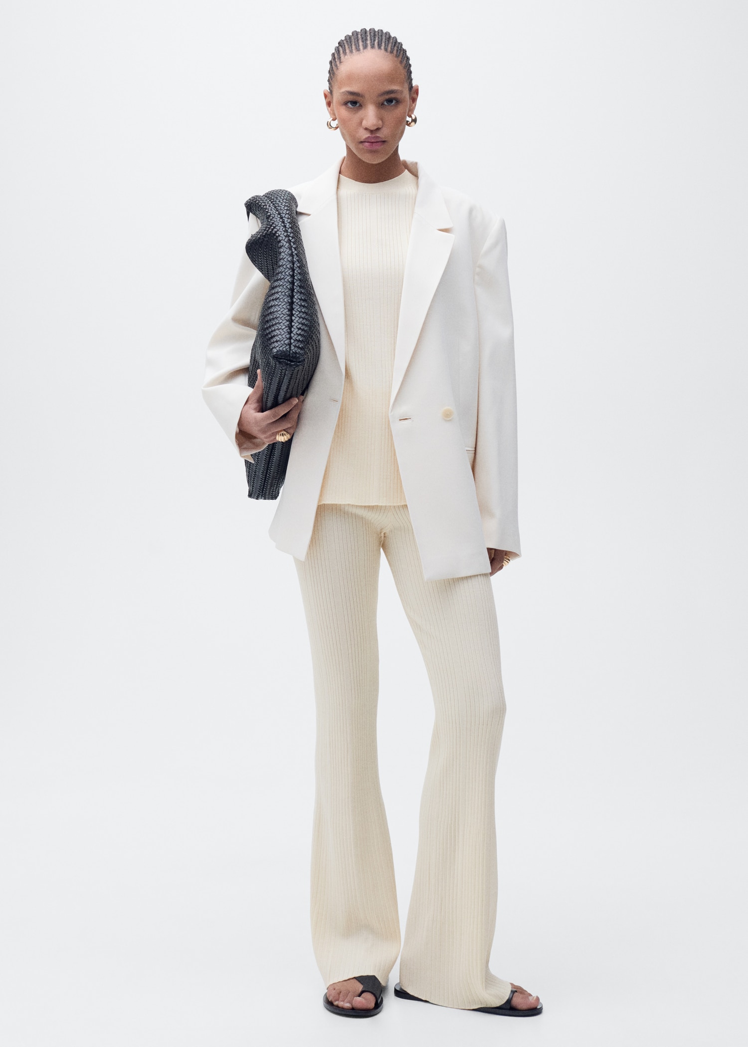 Pantalon flare maille côtelée Femme MANGO France (La Réunion)