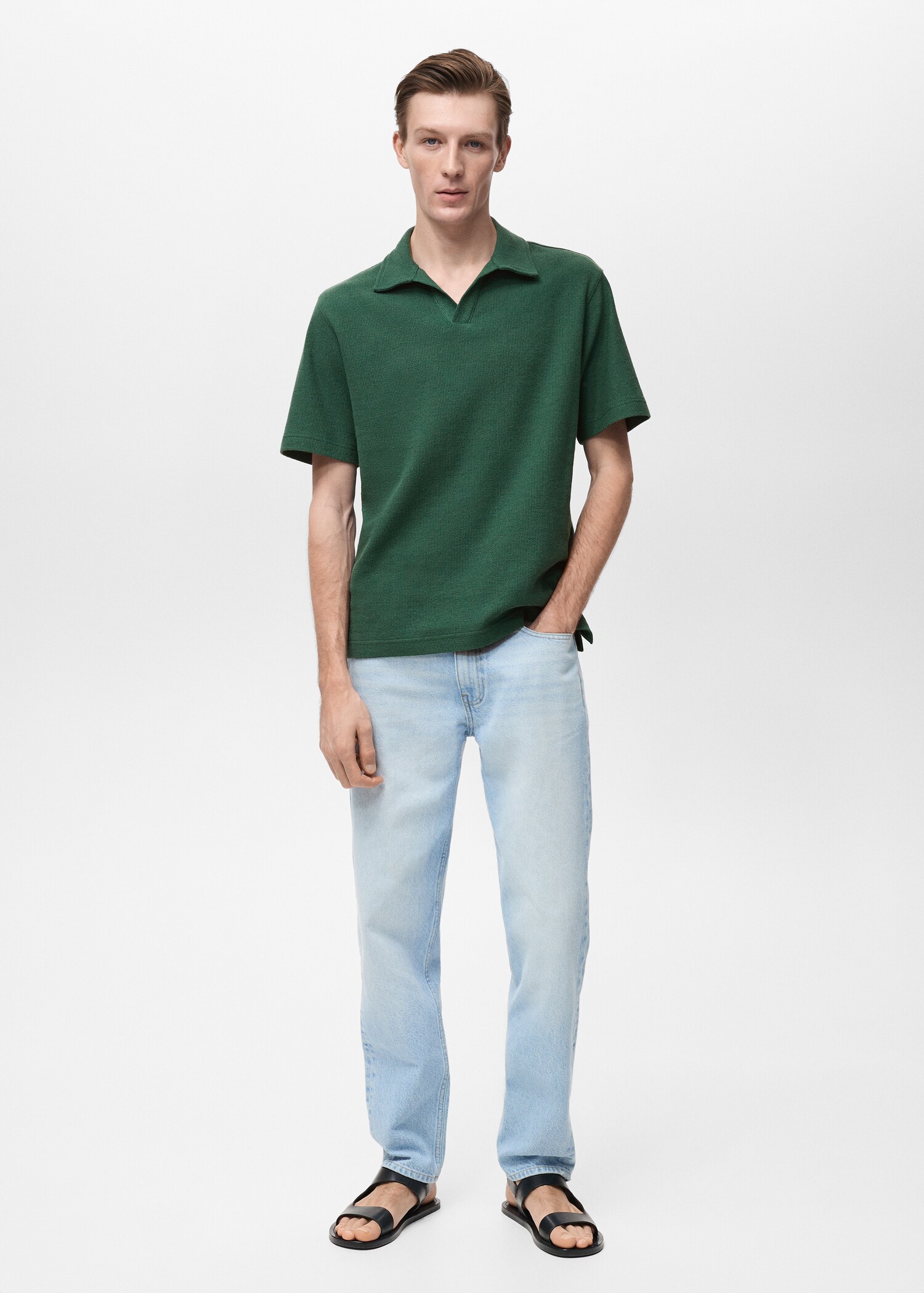 Regular-fit textured polo shirt - General plane