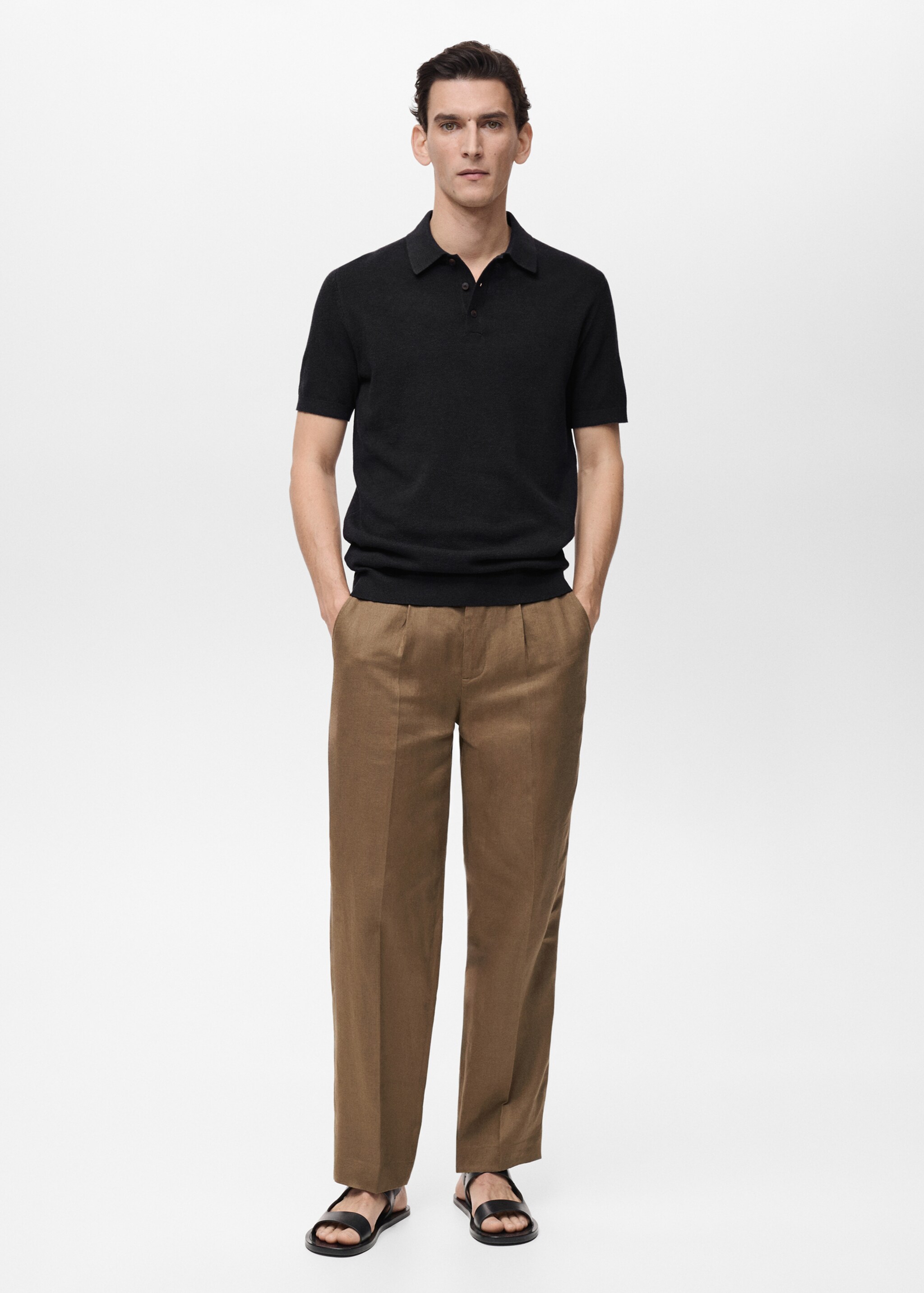 Structured knitted slim-fit polo shirt - General plane