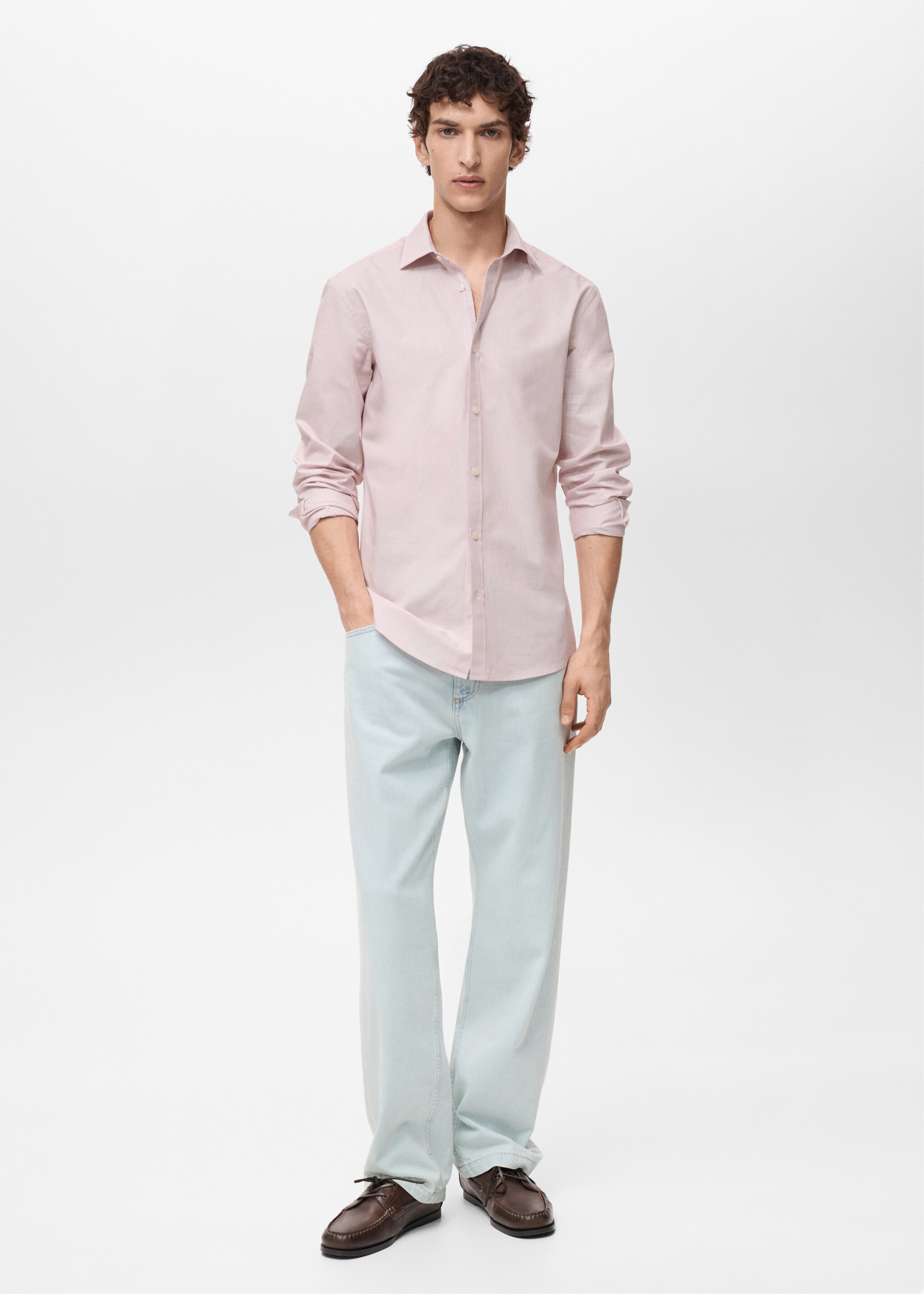 100% cotton slim-fit striped shirt - General plane