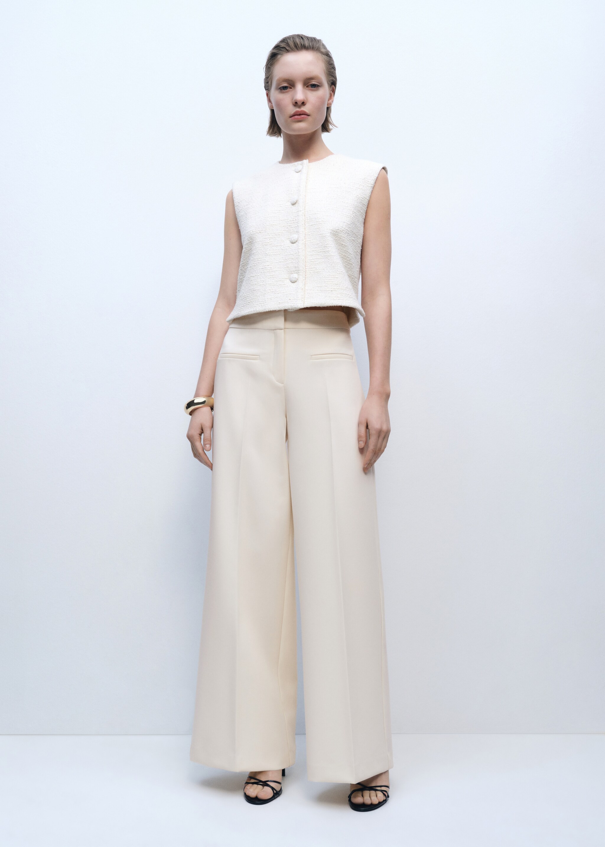 Pantalon wideleg taille normale à poches - Plan général