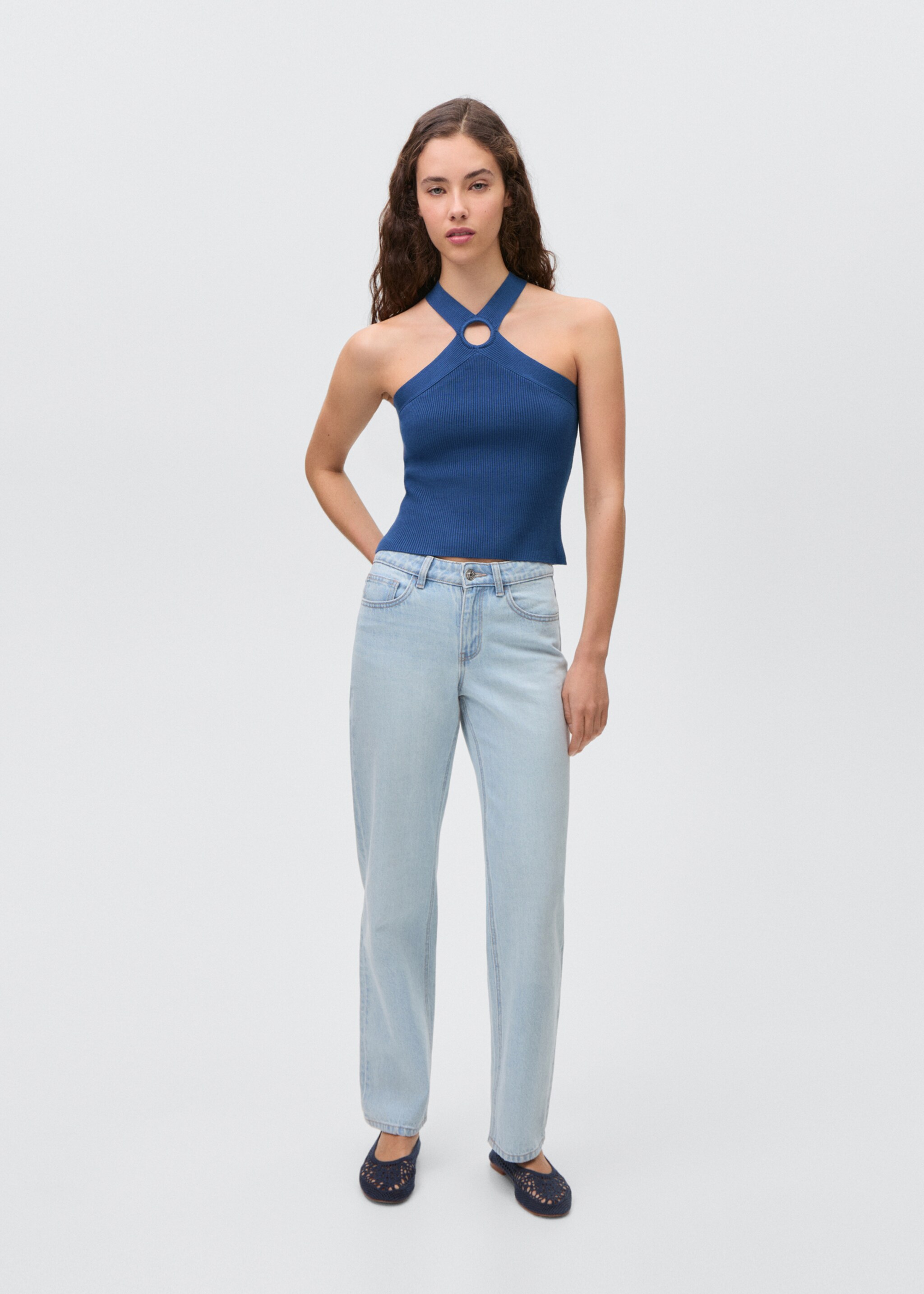 Knitted top with hoop detail - General plane, Dark Navy. Ref: 87066337-00.