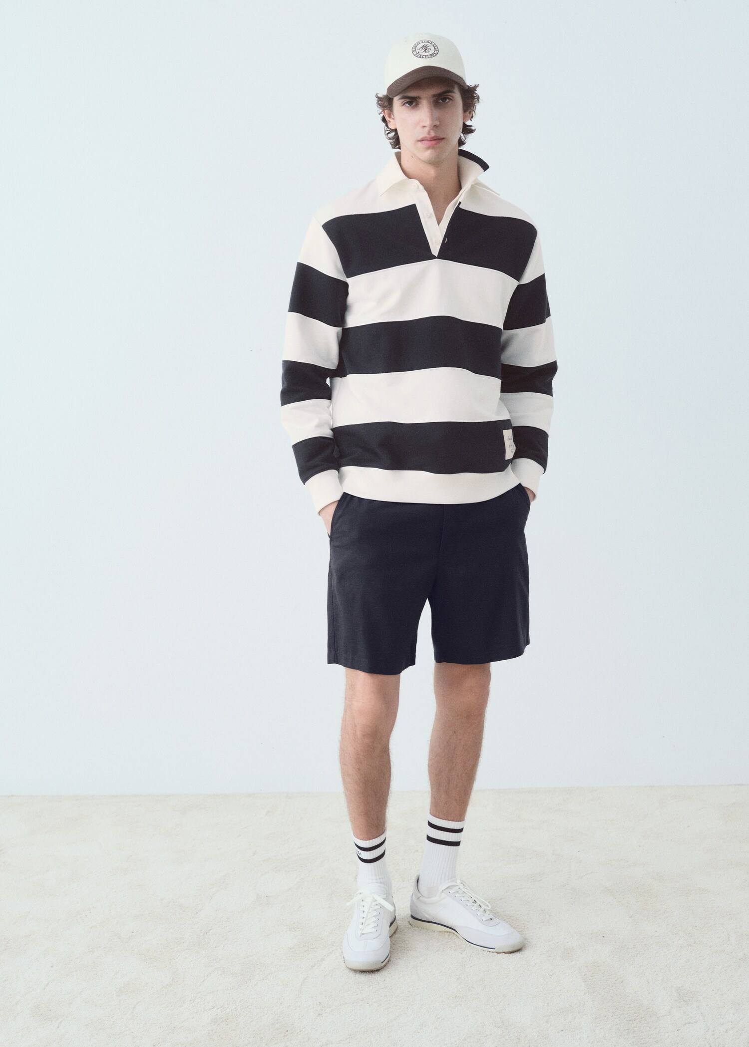 Sudadera rayas cuello polo - Plano general