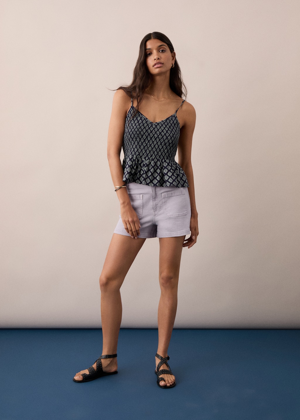 デニム・ジーパン +AMOMENTO+ GARCONNE SHORTSBEIGE AM23SSW08PTBG Denim shorts with frayed hem - Teen | MANGO USA