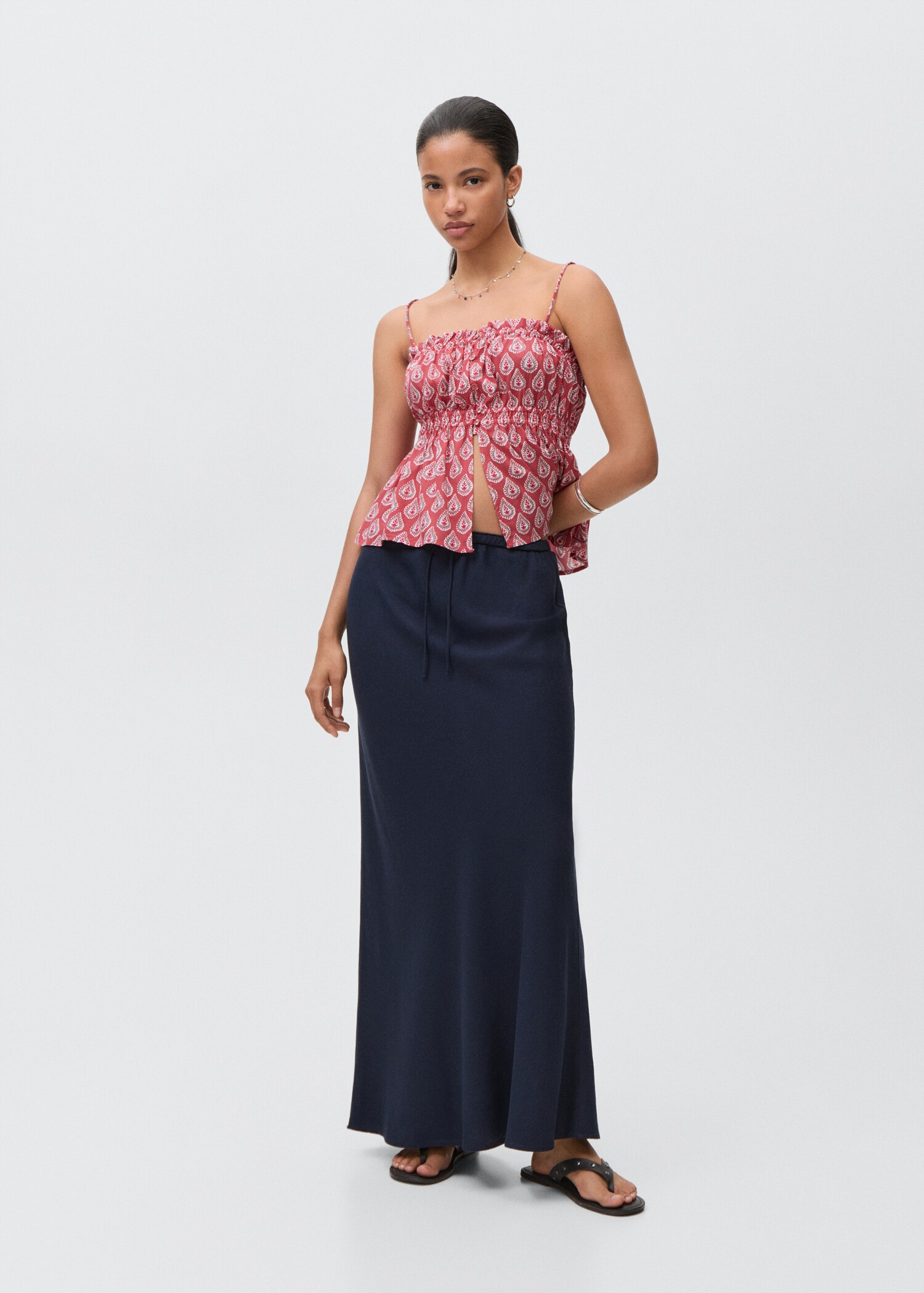 Mouwloze top met print - Overzichtstekening