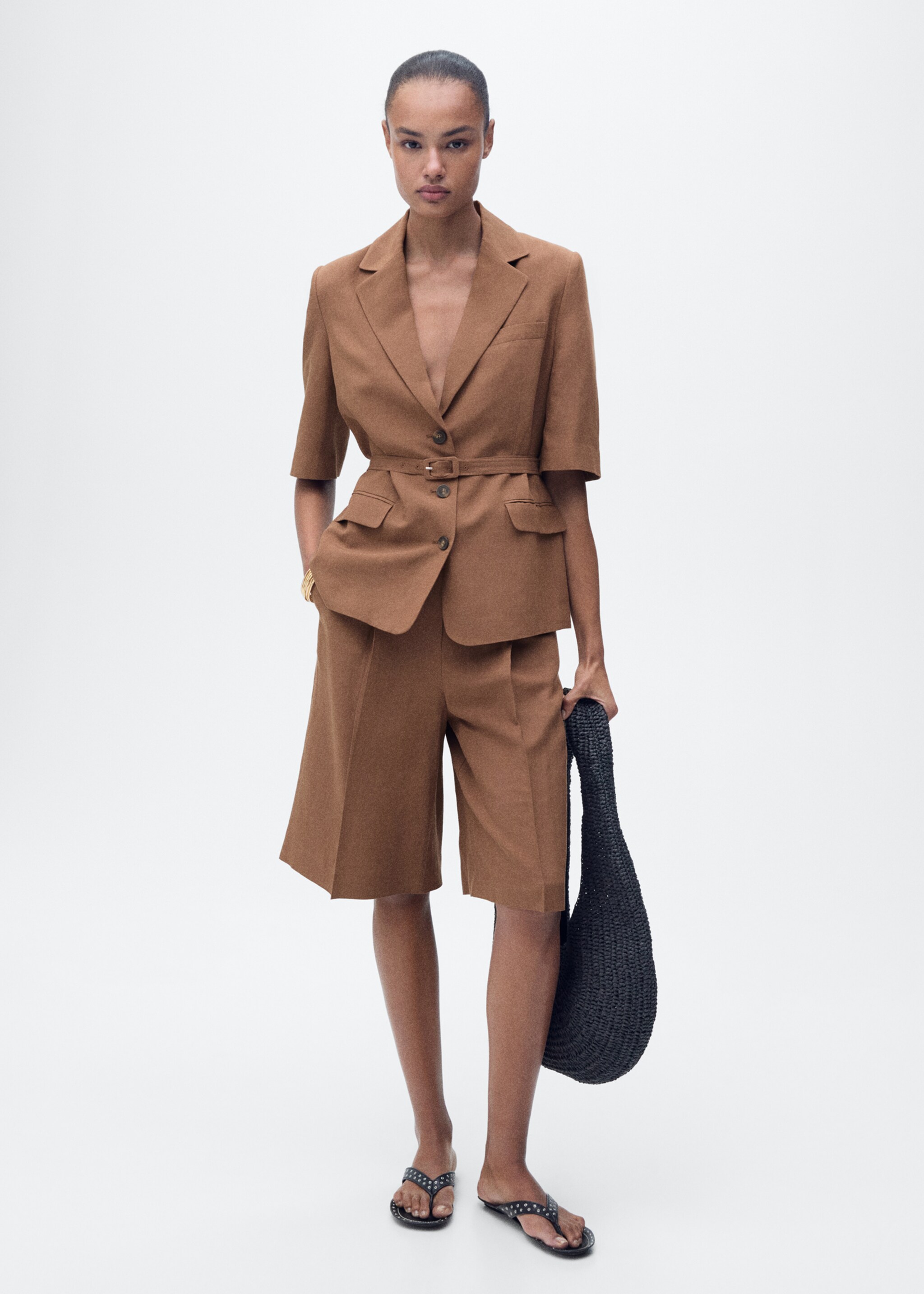 Linen-blend suit bermuda shorts - General plane