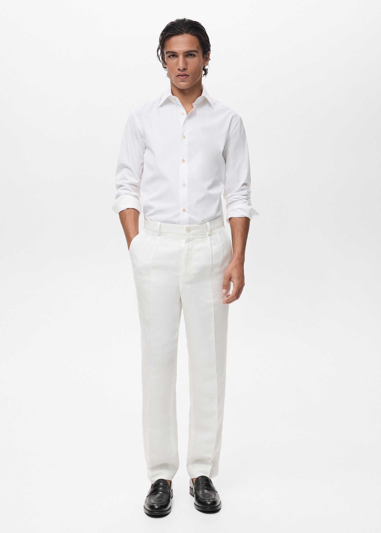 Slim fit overhemd van 100% katoen - Overzichtstekening