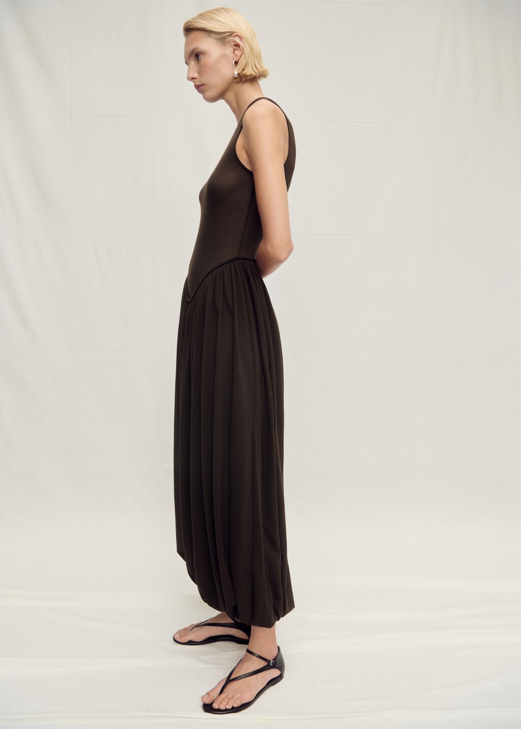 Semi-transparent dress with puffed hem - image 2