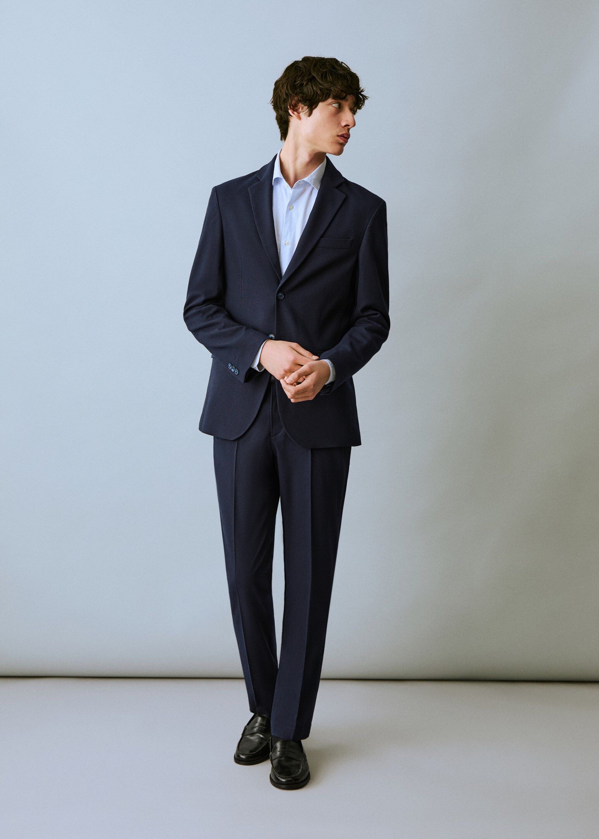 Slim-fit cotton piqué jacket - General plane