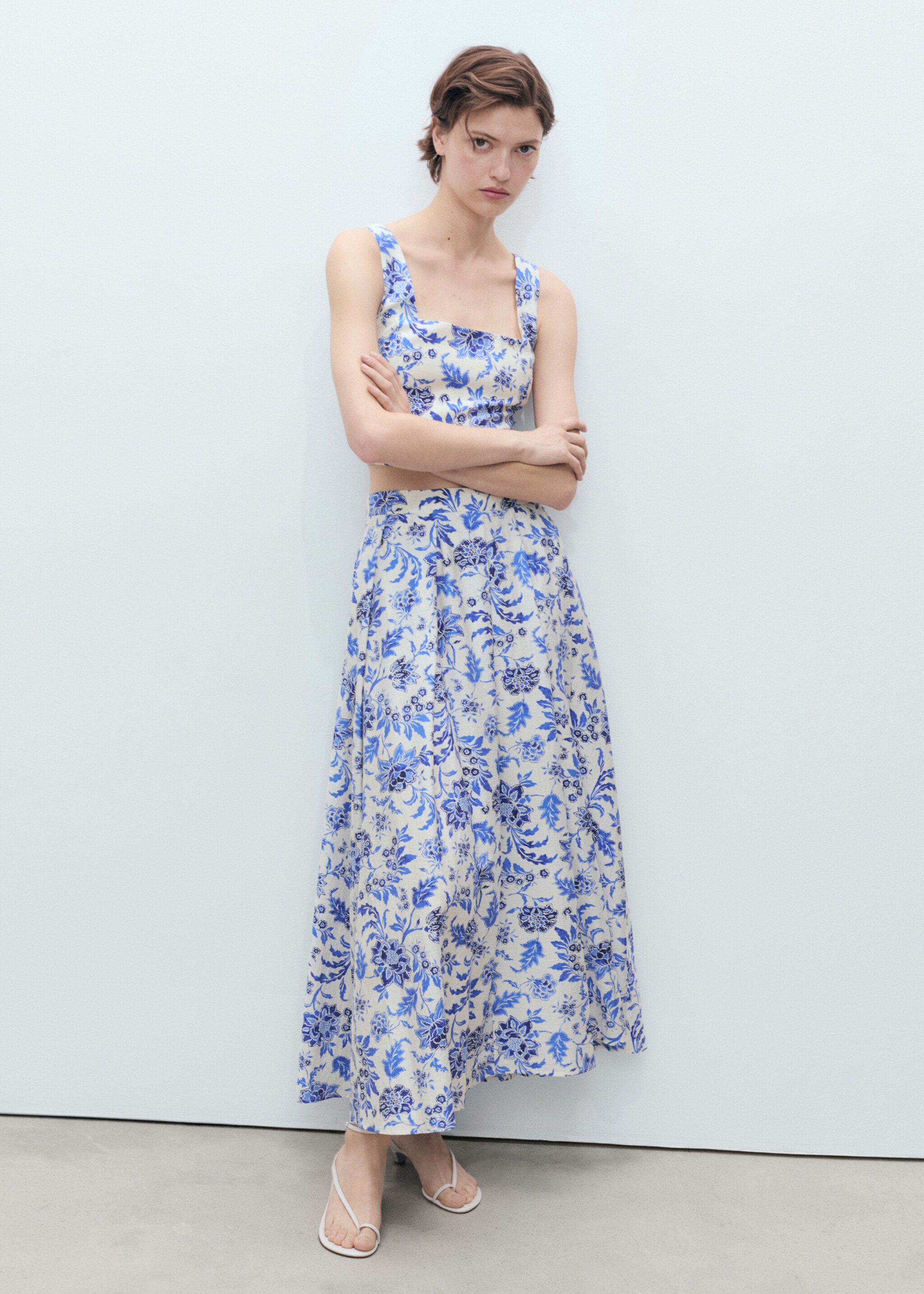 Long floral flared skirt - General plane