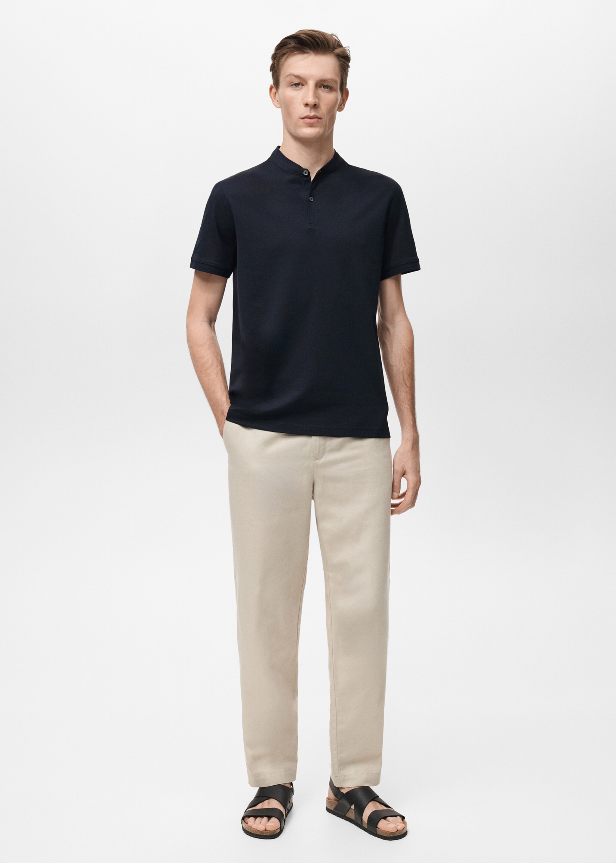 Mao collar cotton polo - General plane