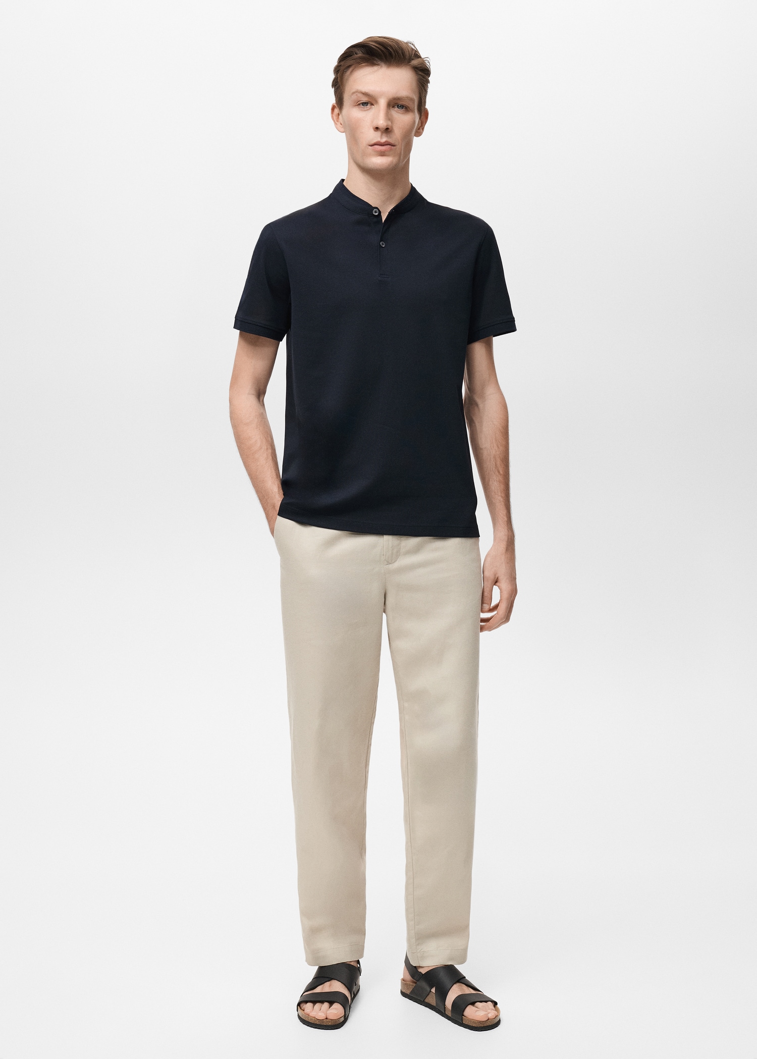 Mao collar cotton polo - General plane