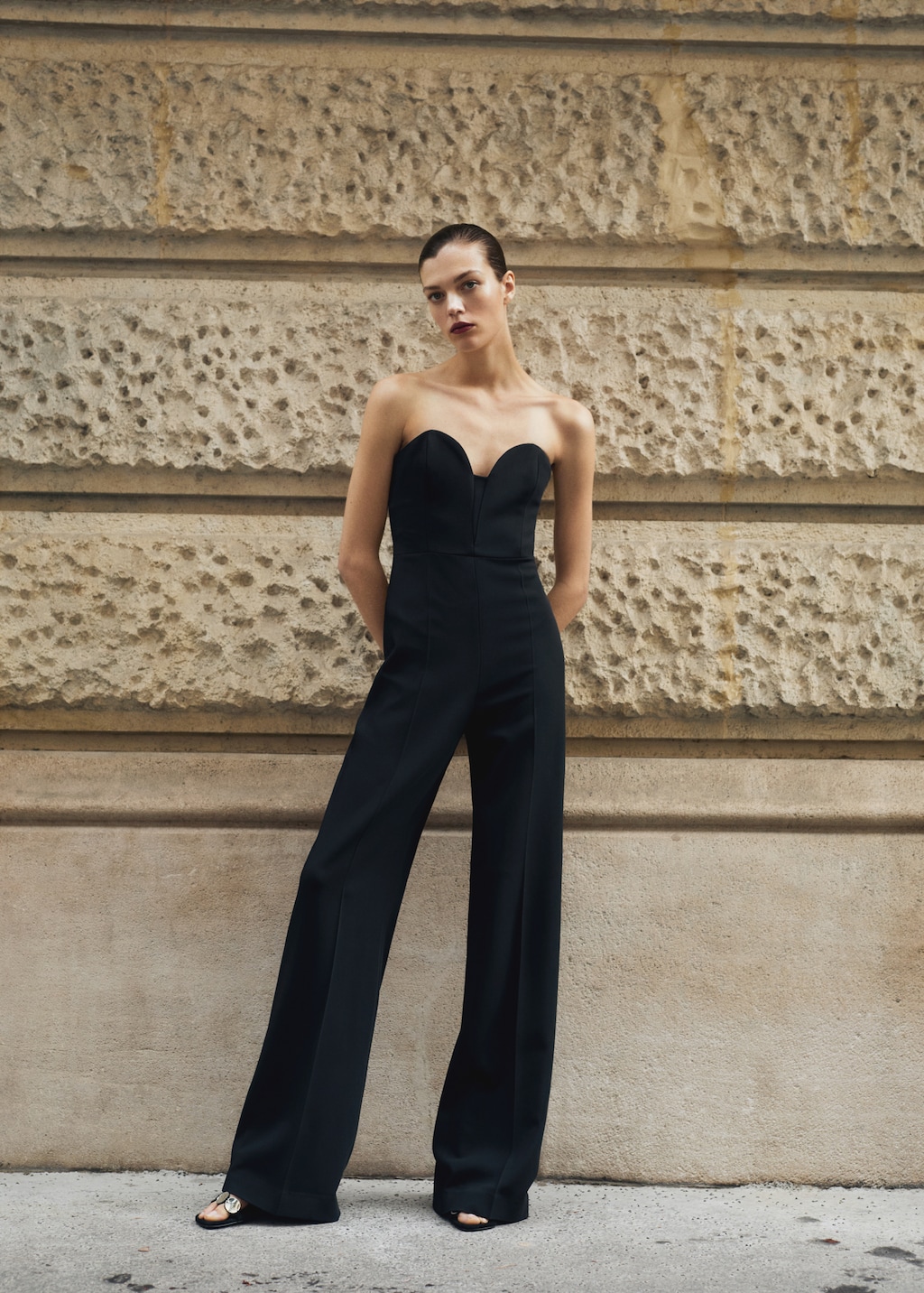 Structured sweetheart neckline jumpsuit Women MANGO Syria