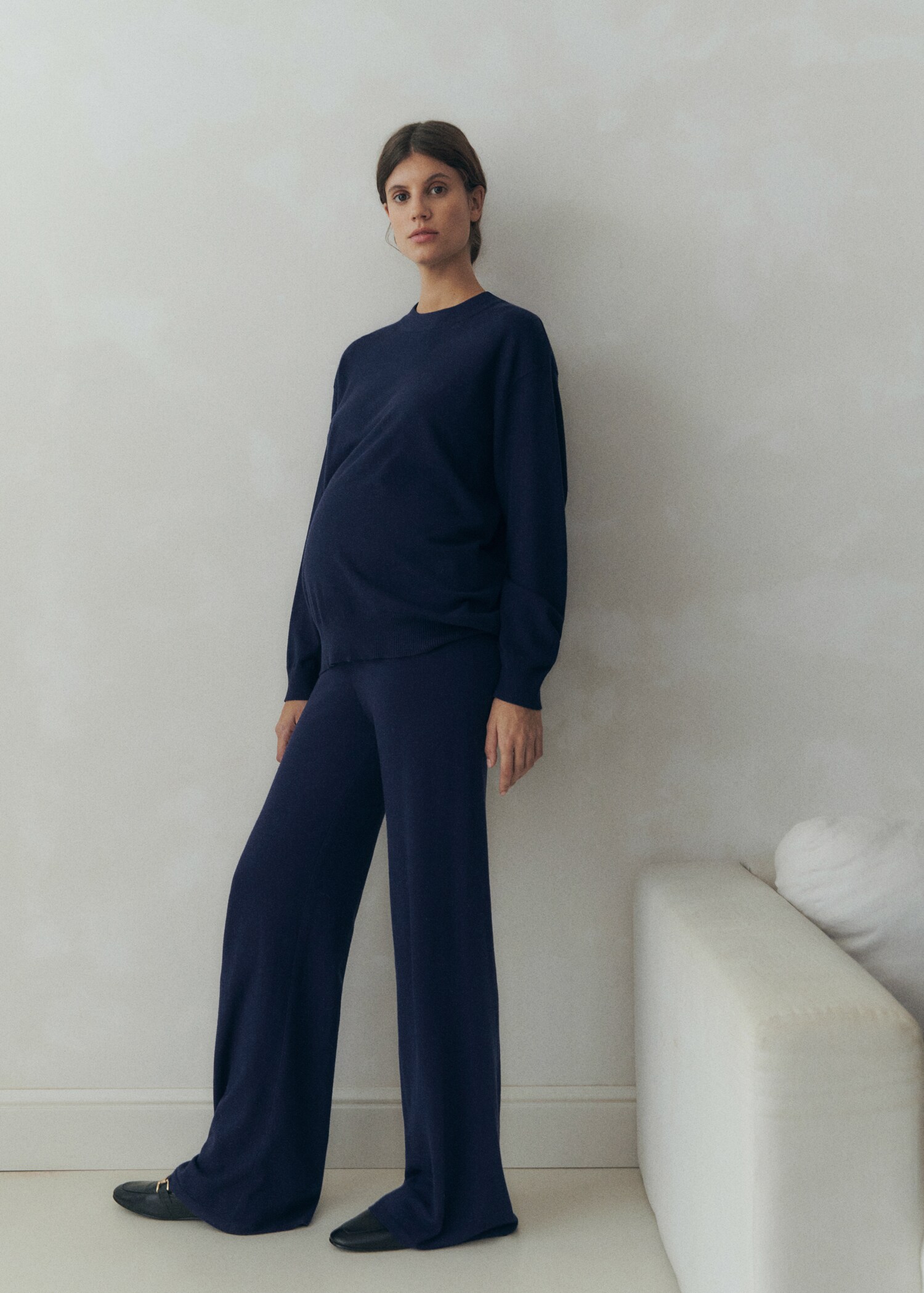 Wide-leg knitted maternity trousers - General plane
