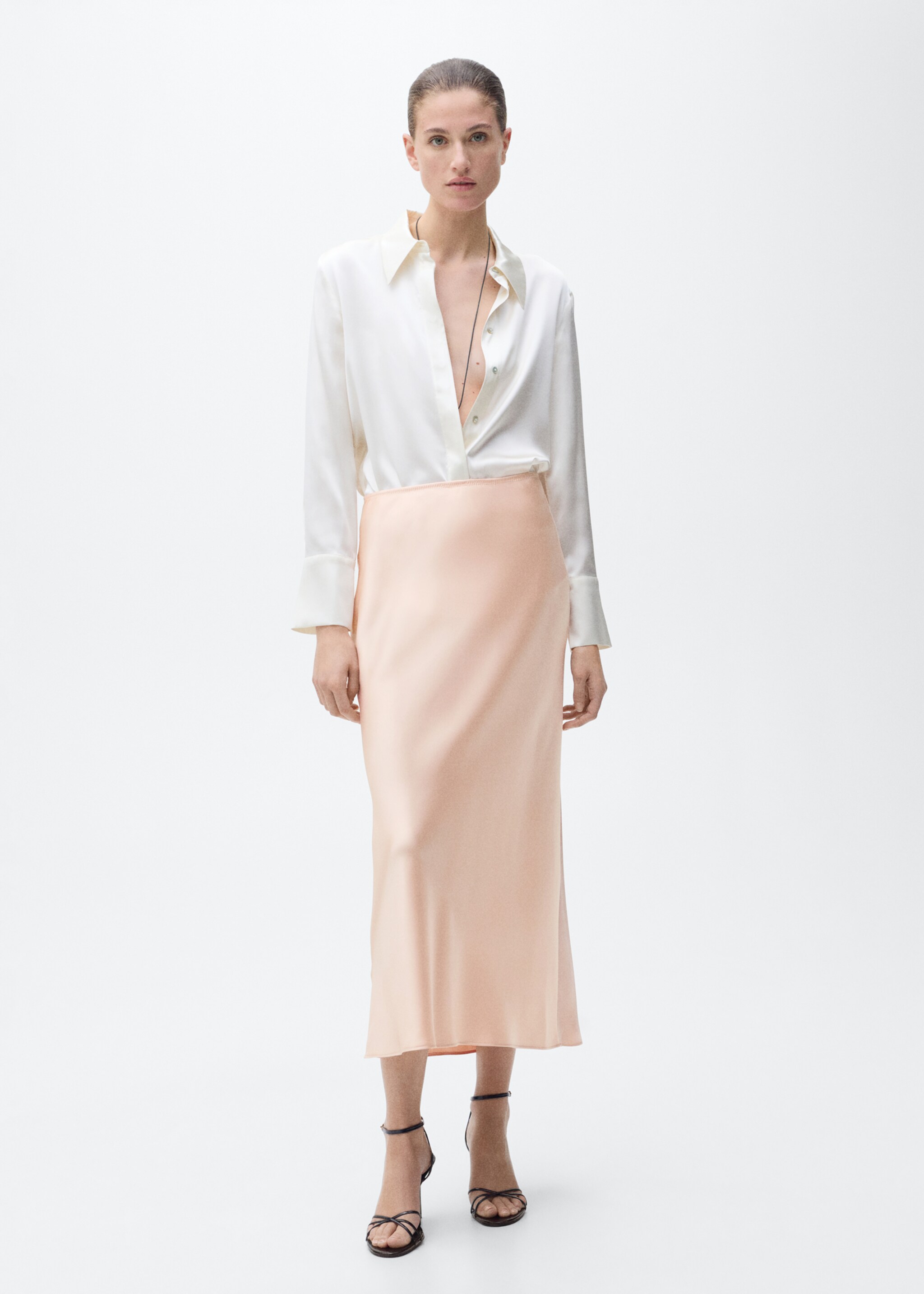Midi satin skirt - General plane