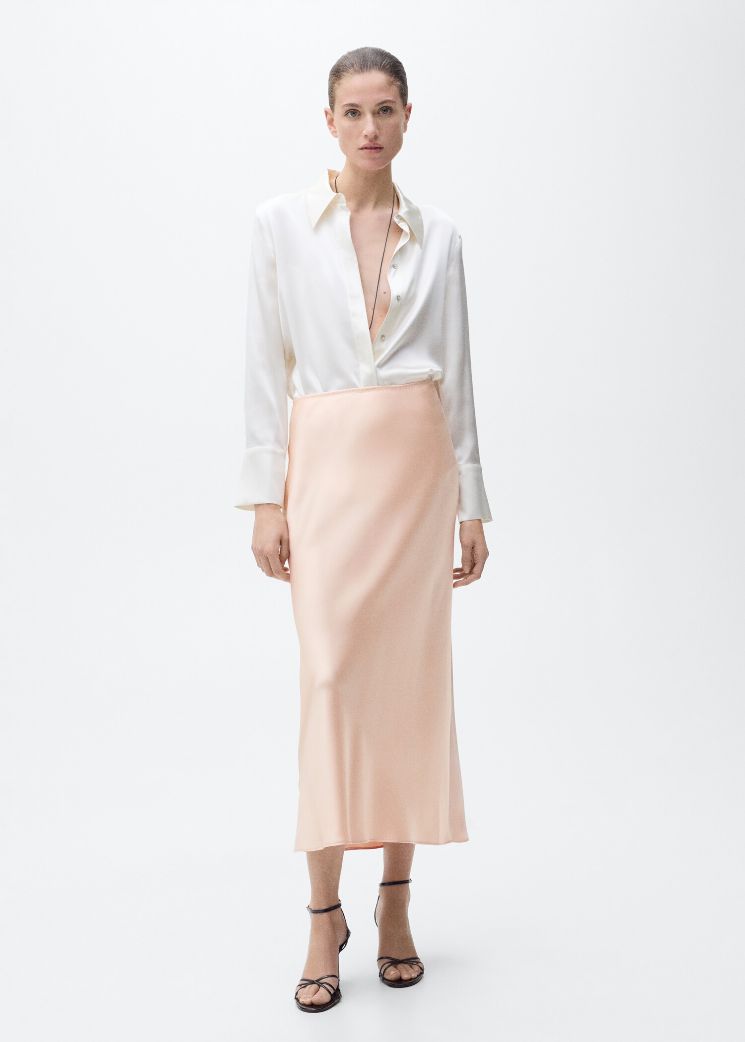 Midi satin skirt - General plane