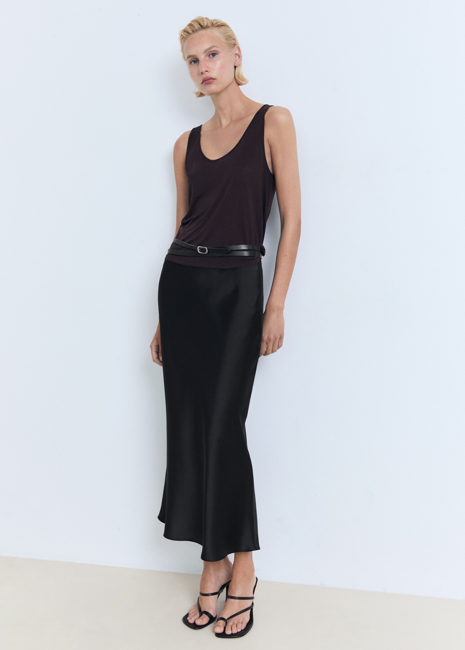 Midi satin skirt - General plane