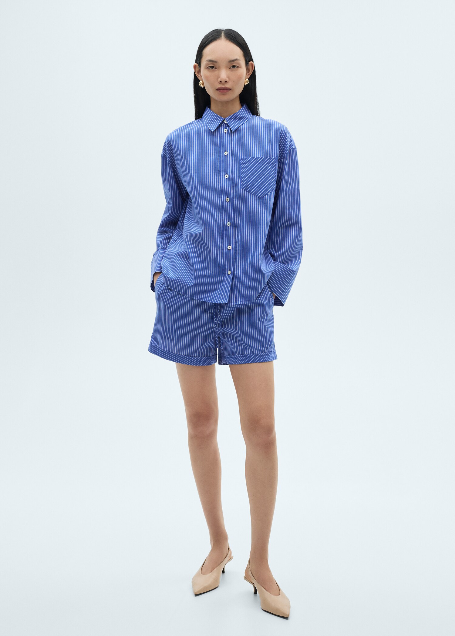 Striped cotton-blend shirt - General plane