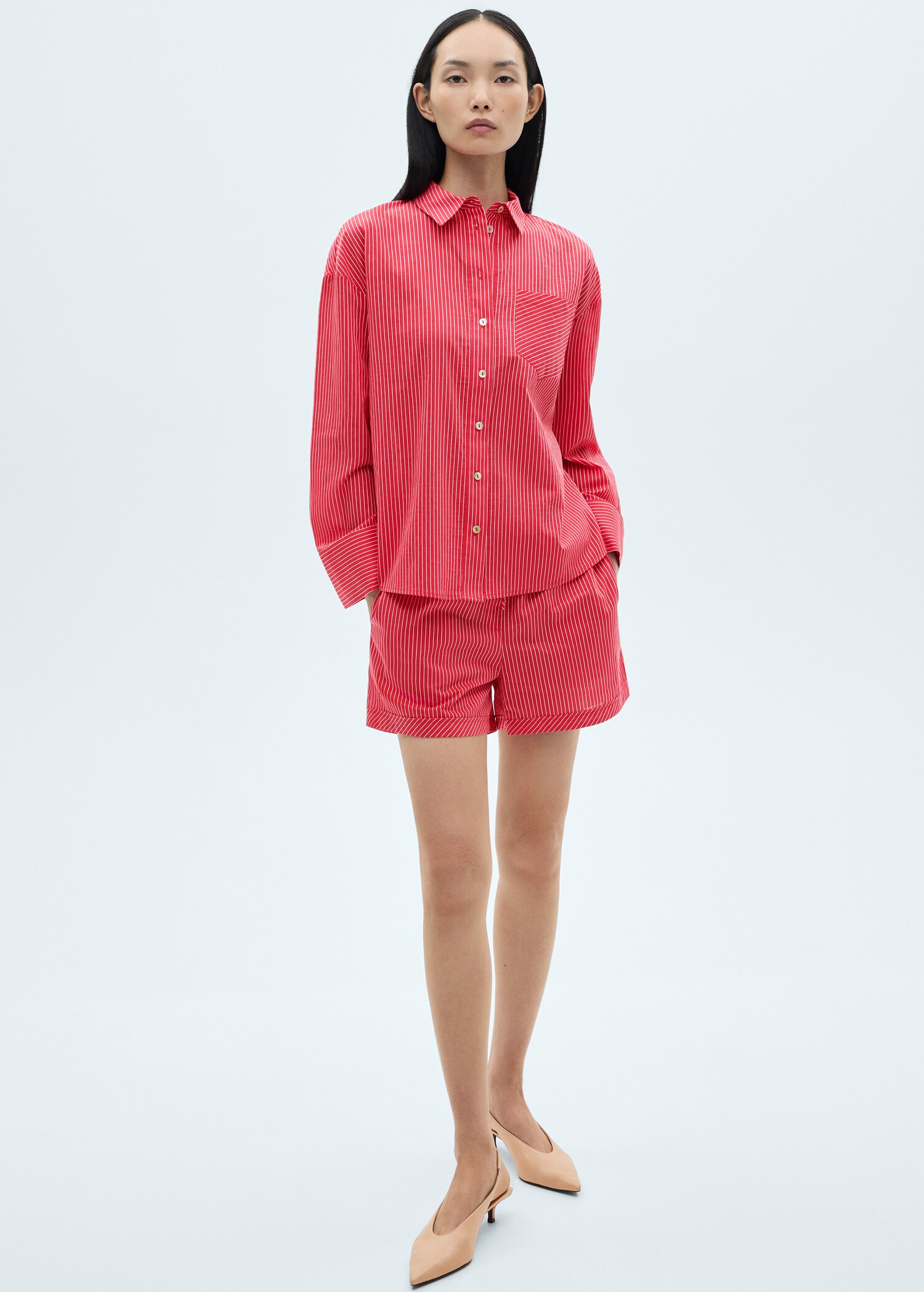 Striped cotton-blend shirt - General plane