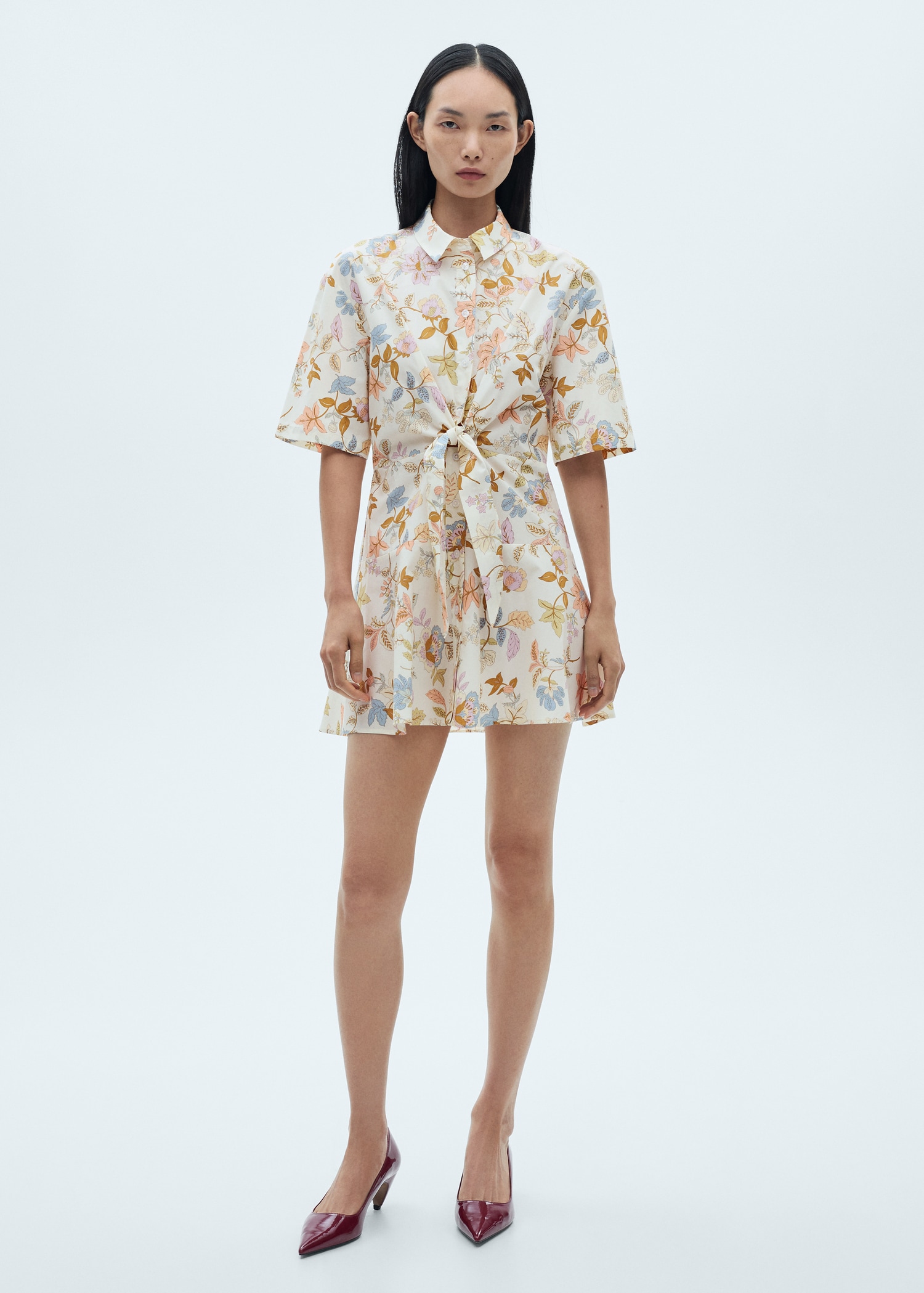Floral-print dress with knot - General plane