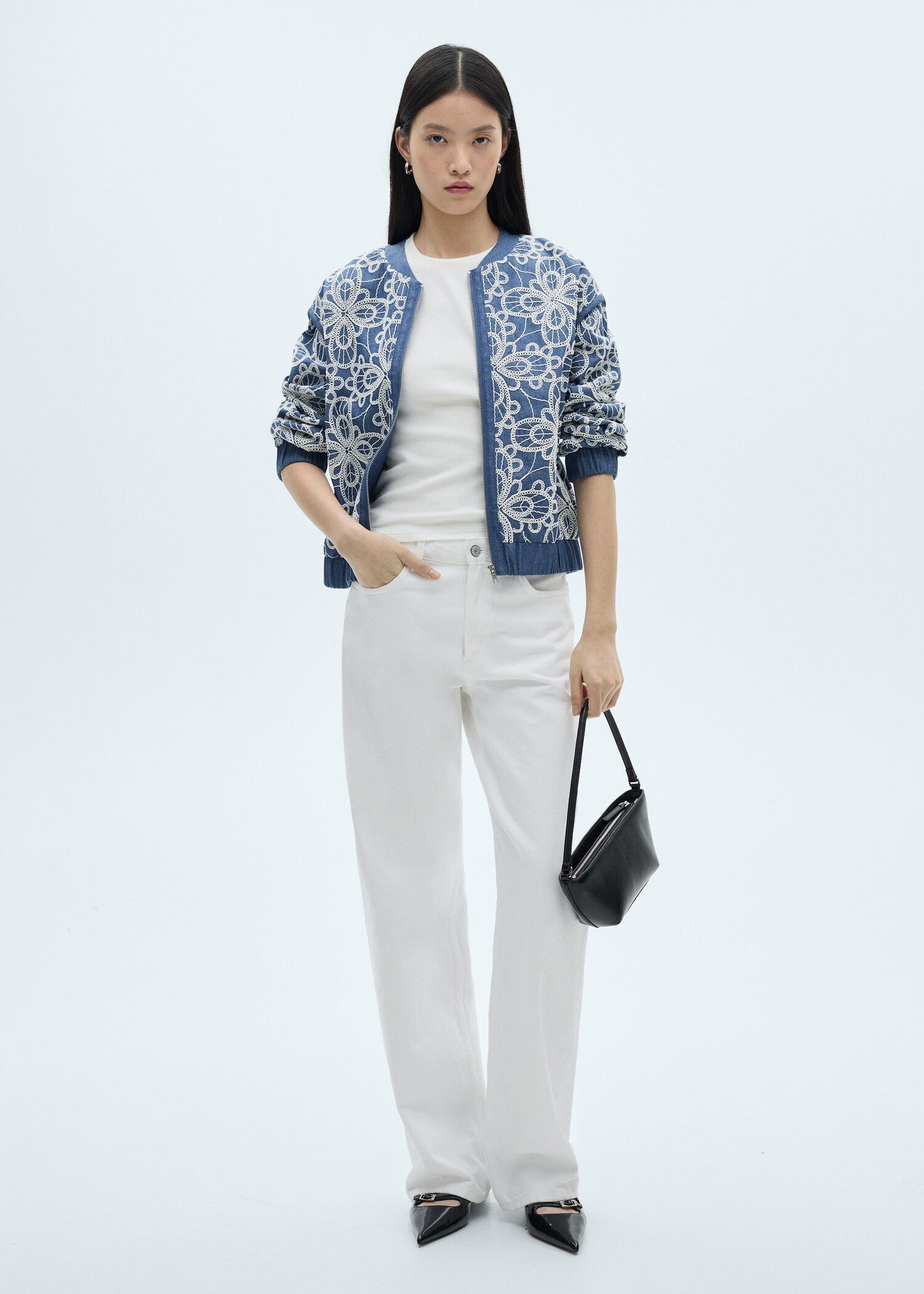 Veste coton broderie florale - Plan général