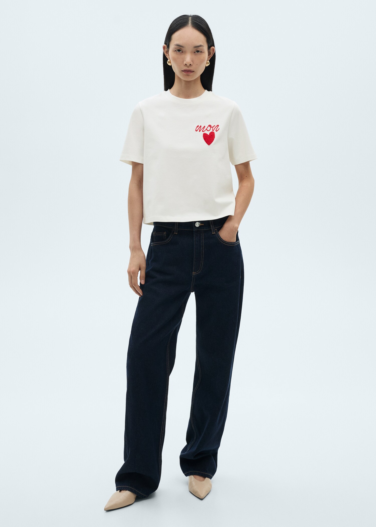 Embroidered detail cotton T-shirt - General plane