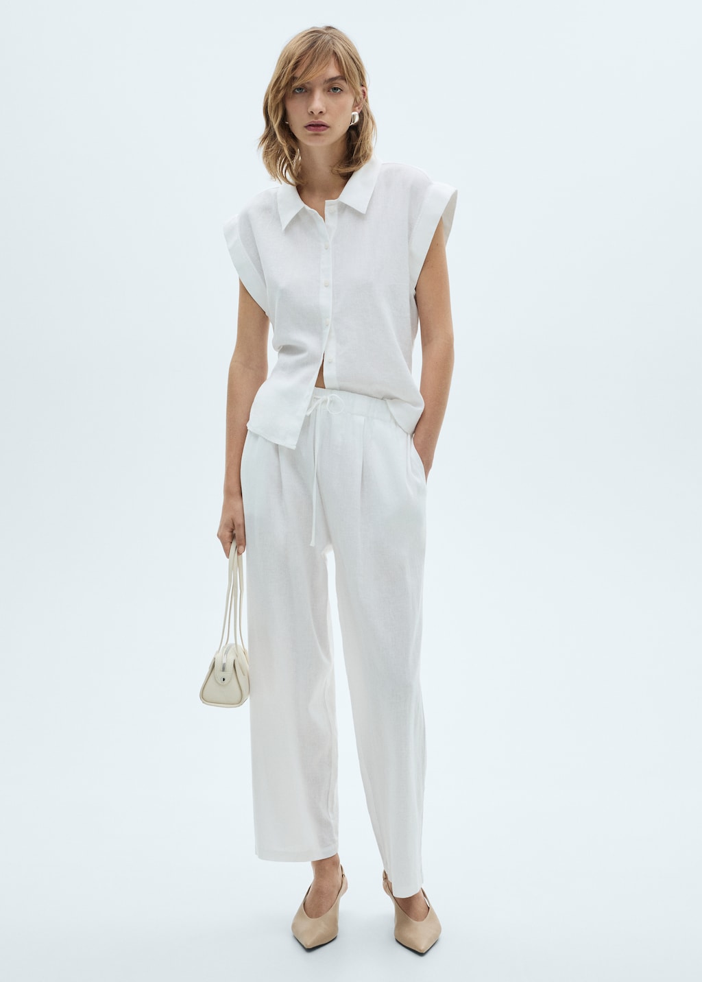 Mango Flowing linen pants thumbnail