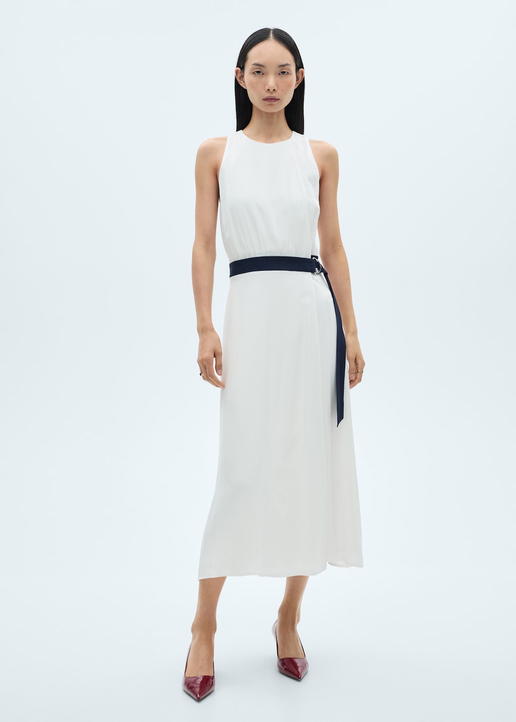 Contrast belt dress - Women | MANGO USA