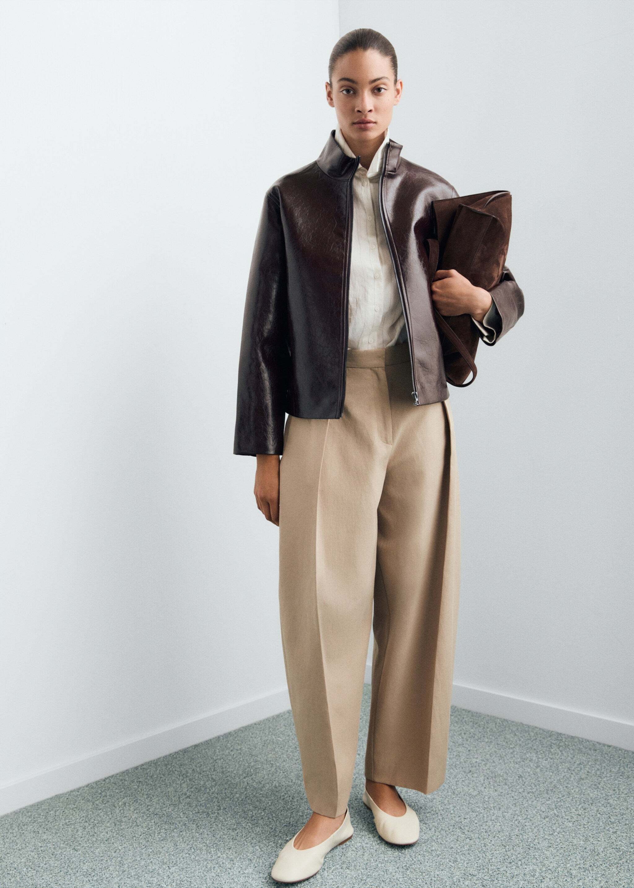 Perkins collar texture jacket - General plane, Brown. Ref: 87070640-00.
