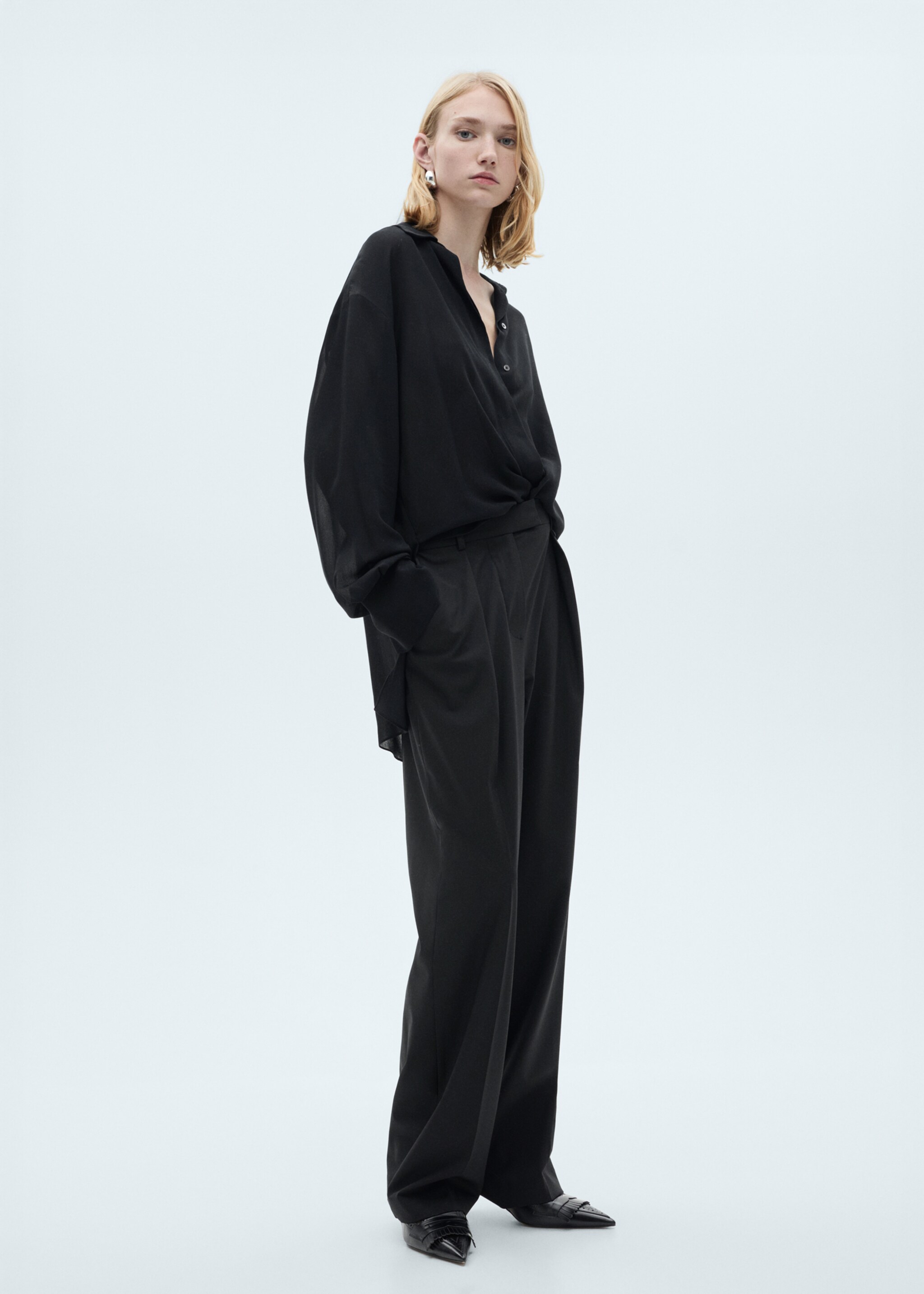 Straight-fit pleated trousers - General plane