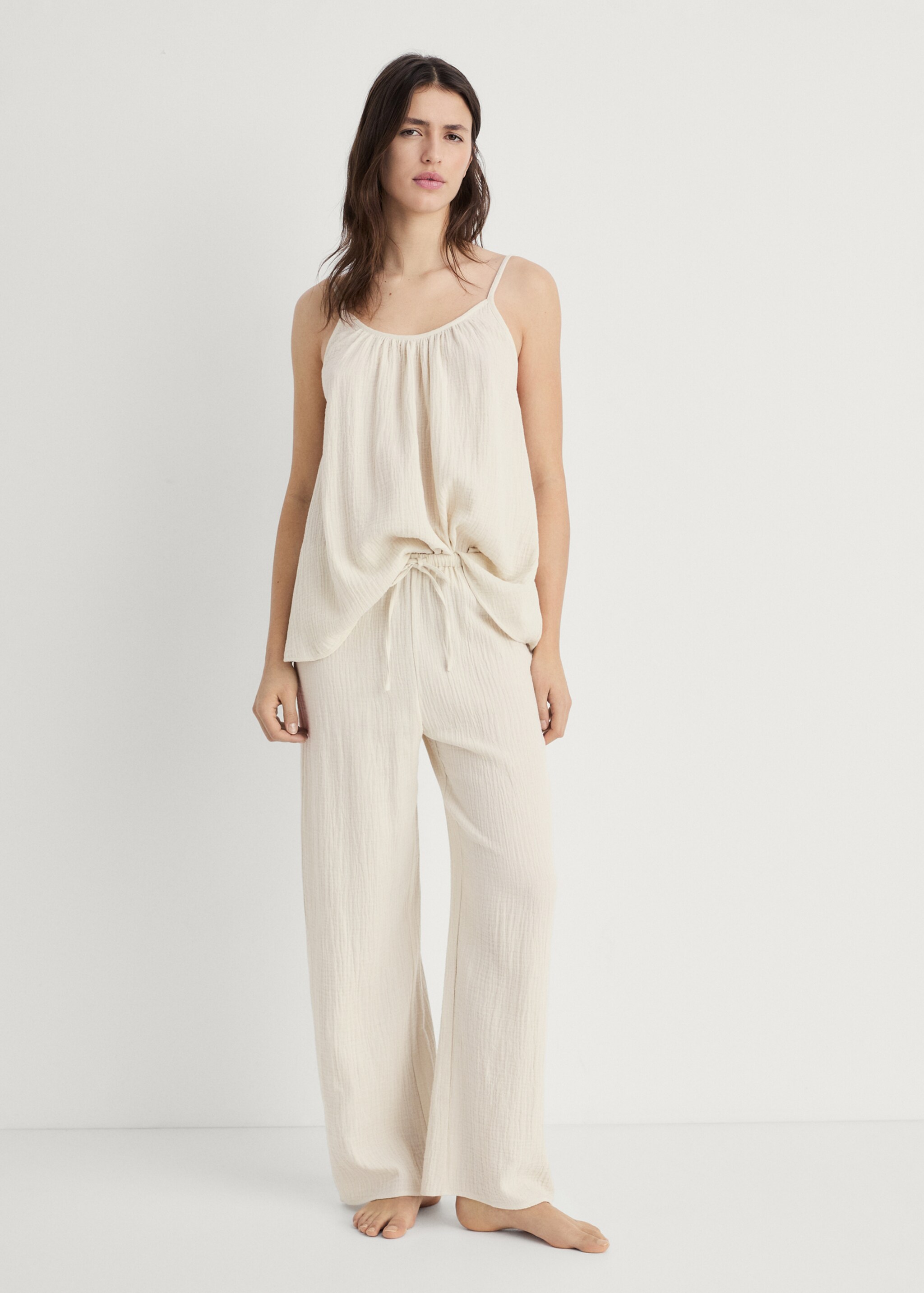 Plain cotton pyjama trousers - General plane