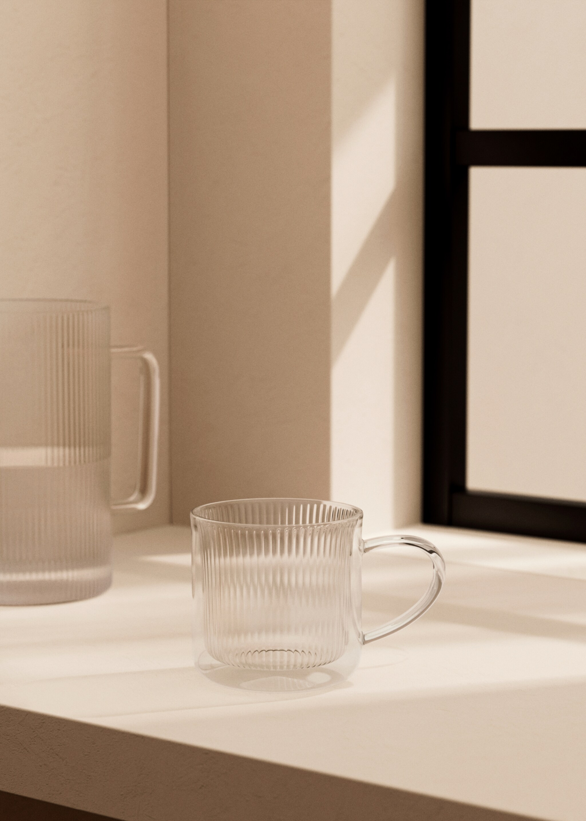 Taza cappuccino borosilicato líneas - Plano general