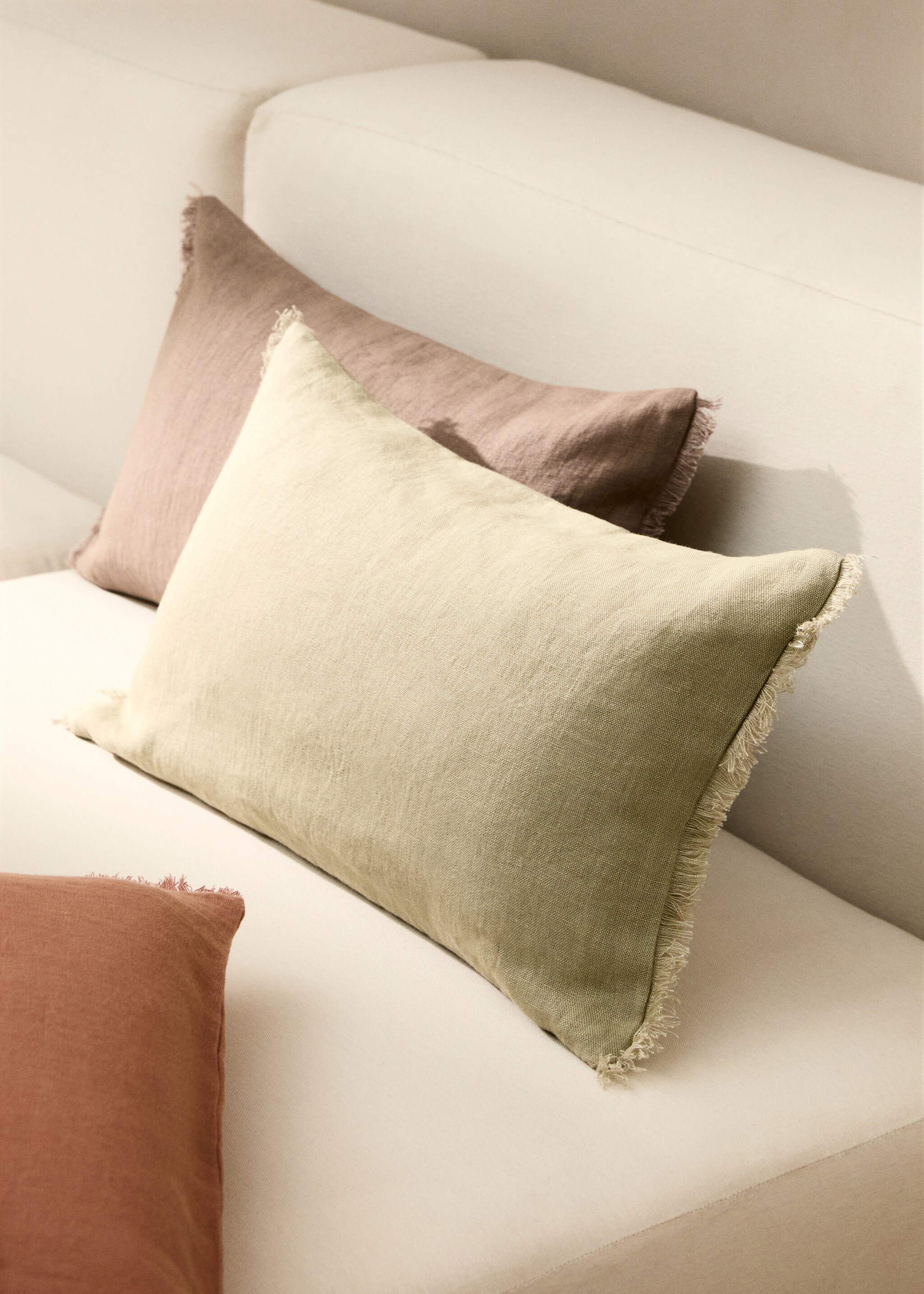 Linen fringed cushion cover 30x50 cm - General plane