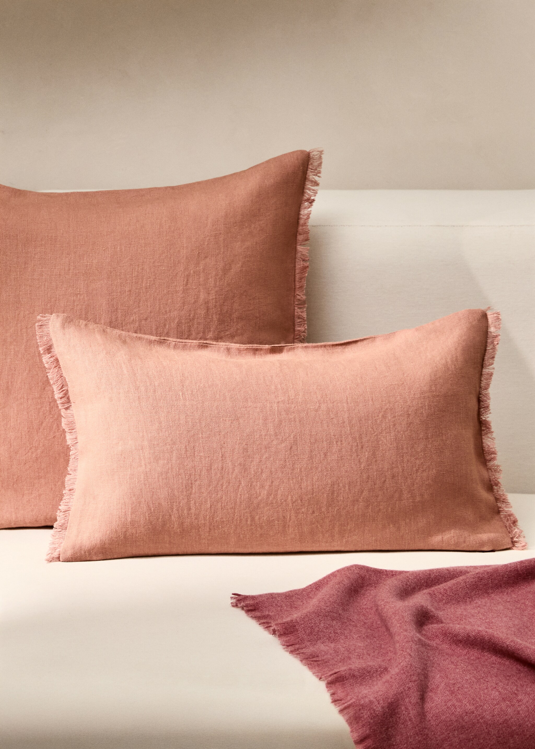 Linen fringed cushion cover 30x50 cm - General plane