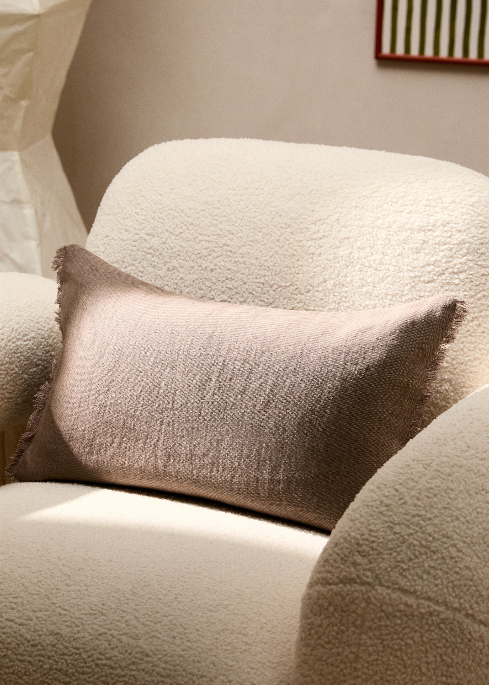 Linen fringed cushion cover 30x50 cm - General plane
