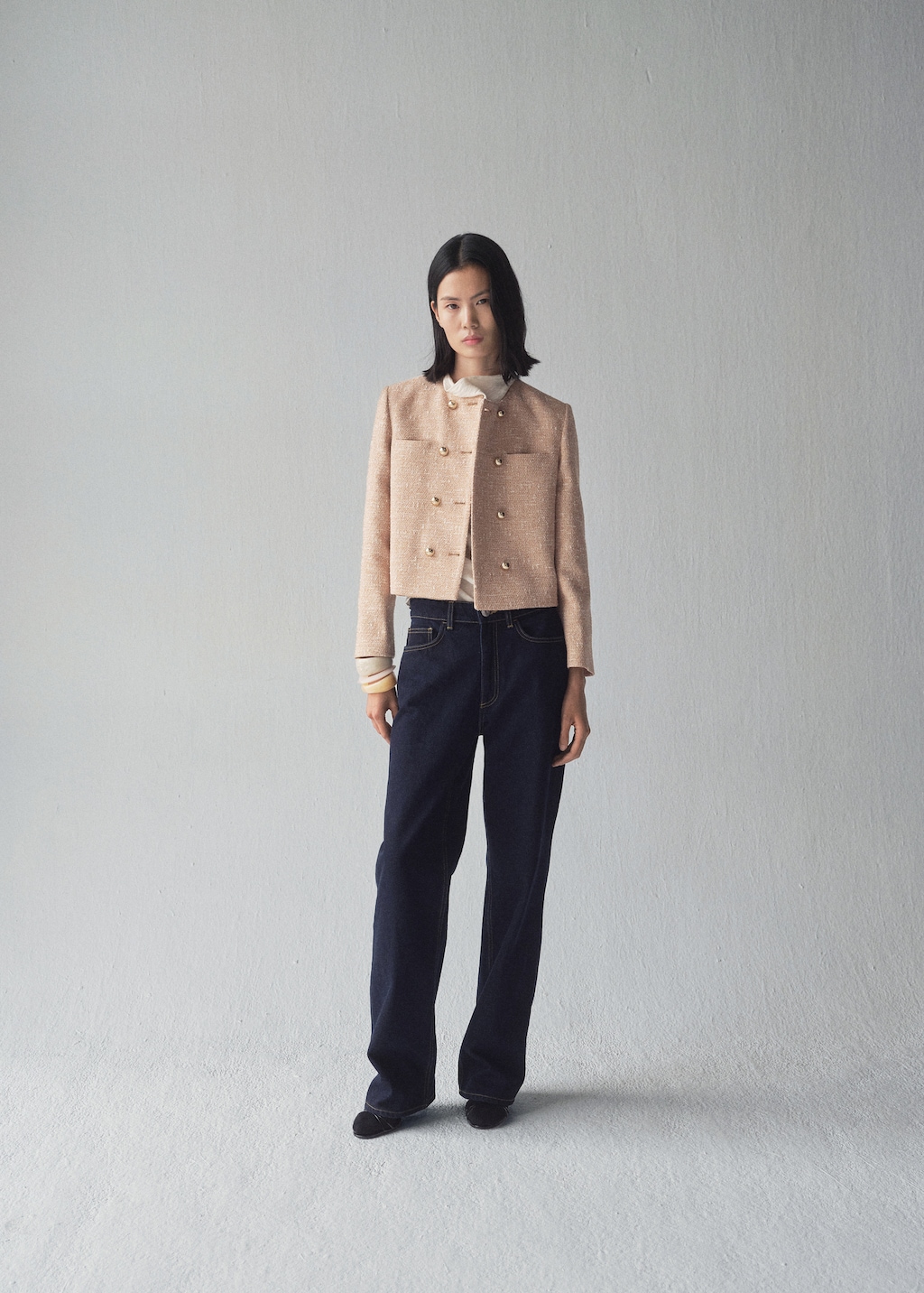 Double-breasted tweed jacket