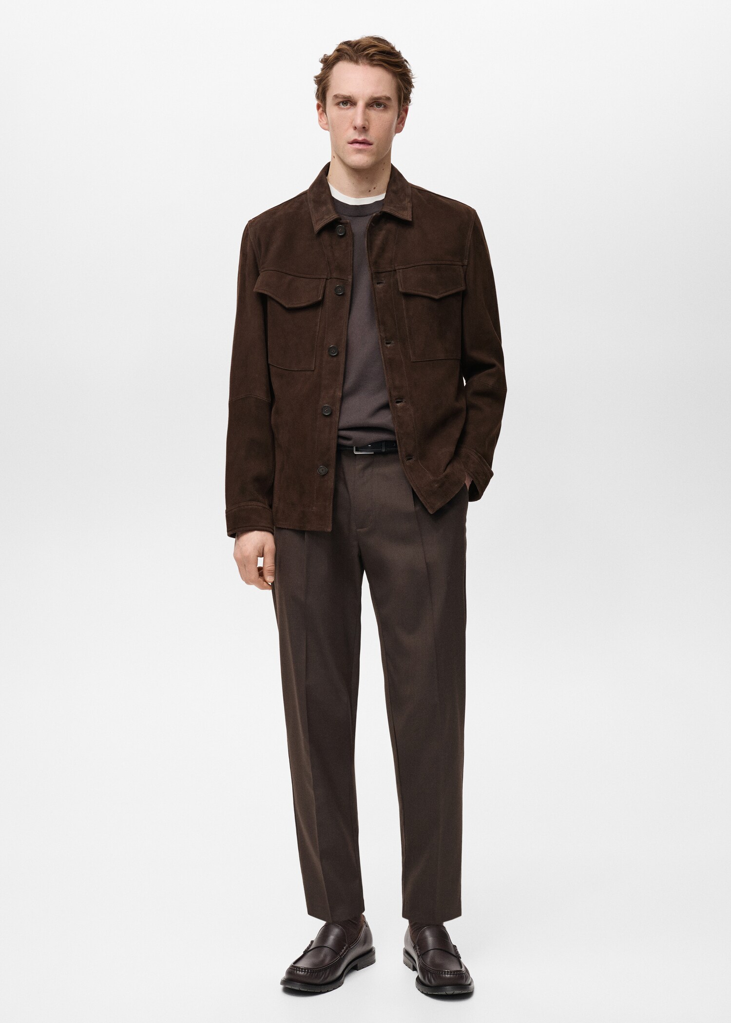 Suede jacket with pockets - General plane