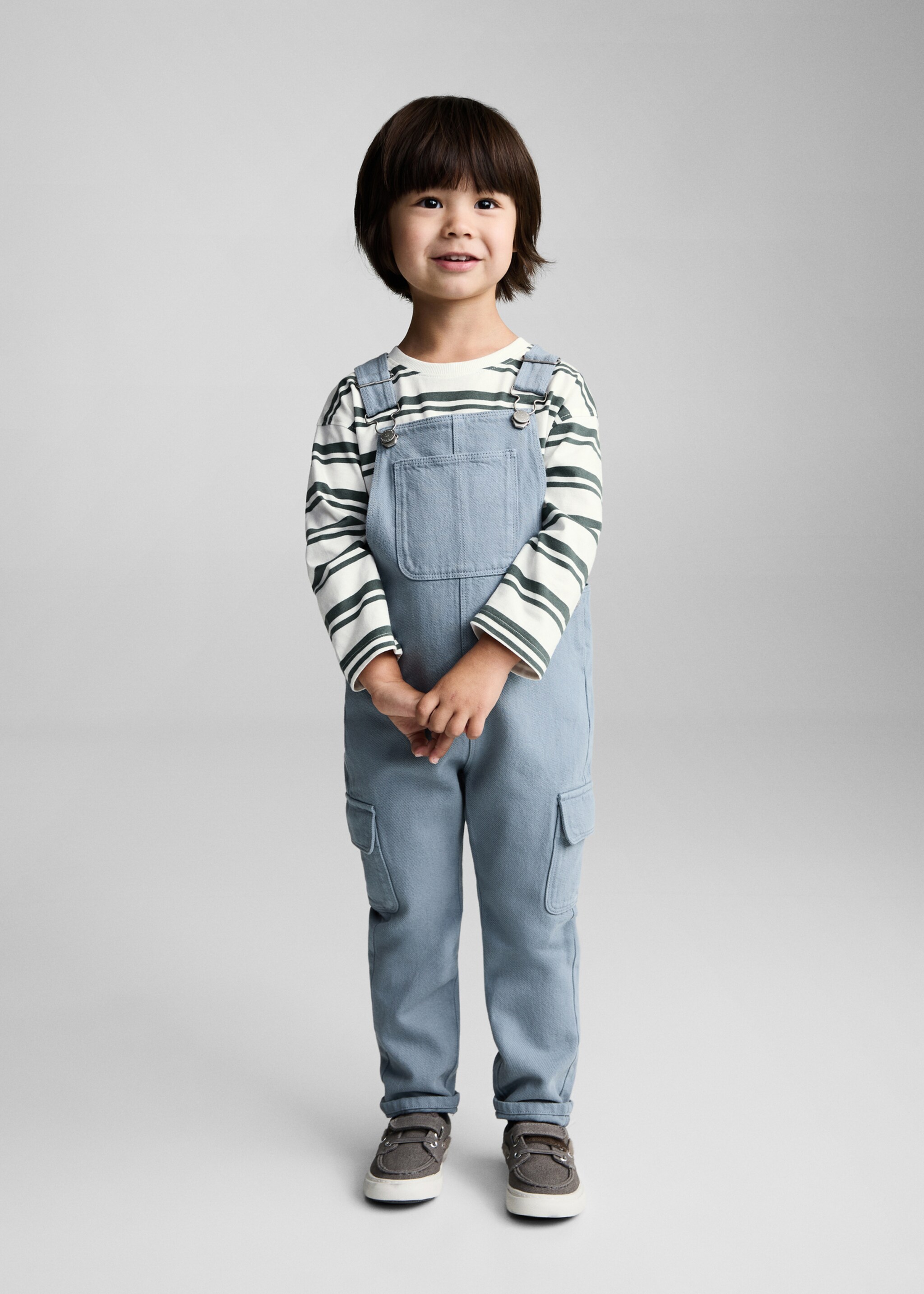 Long denim overalls with pocket - General plane