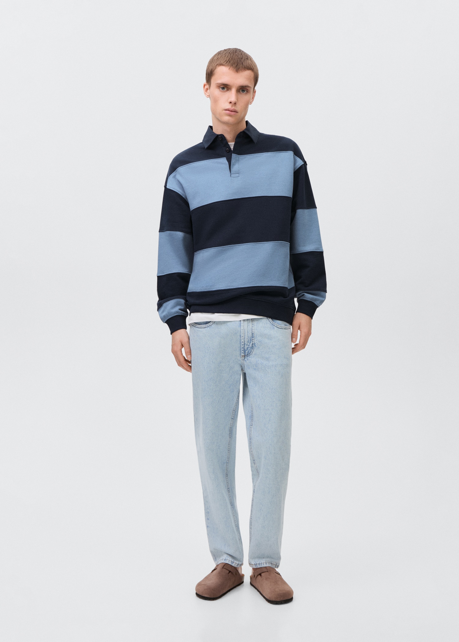 Striped polo-neck sweatshirt - General plane