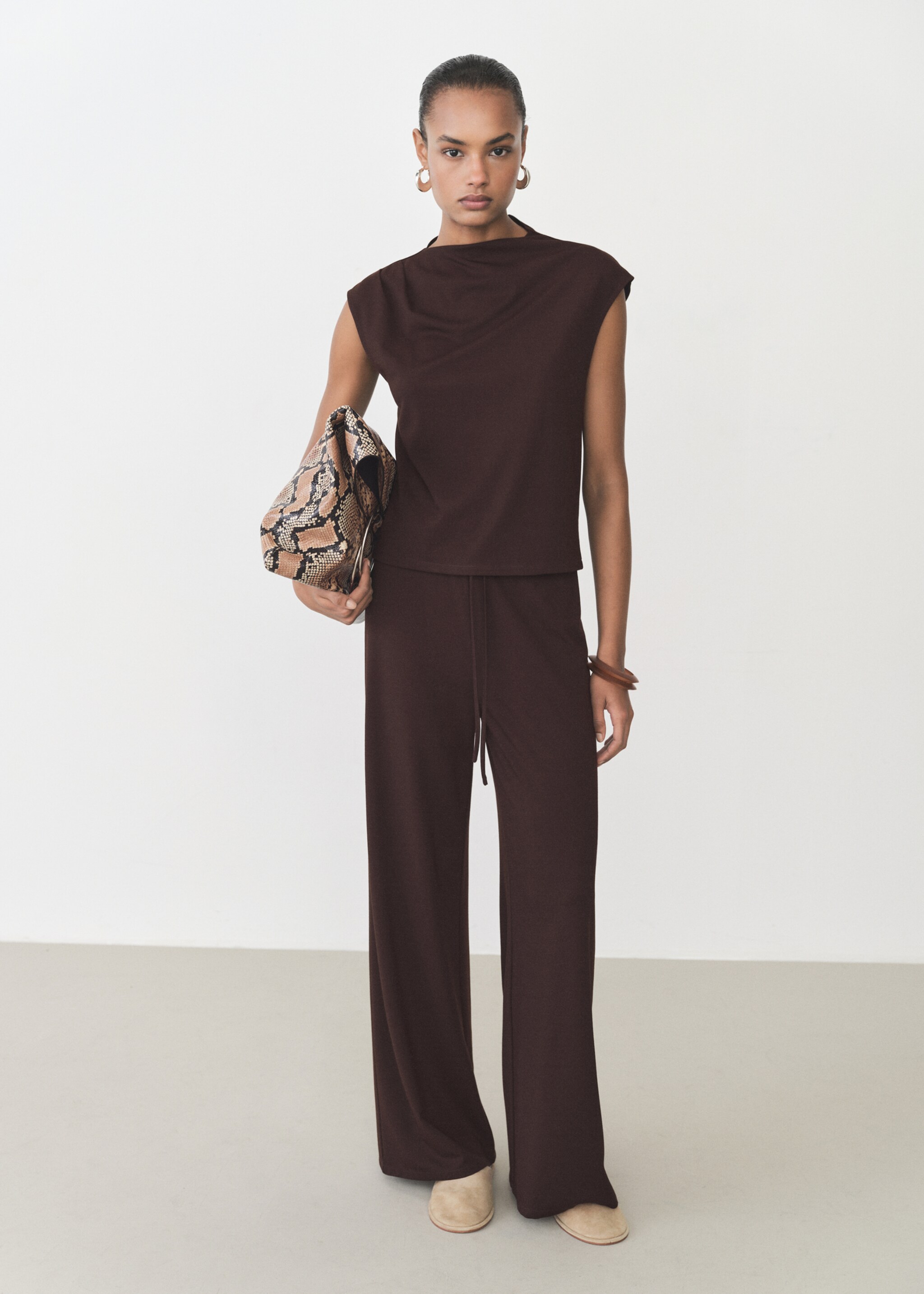Pantalon wideleg taille élastique - Plan général