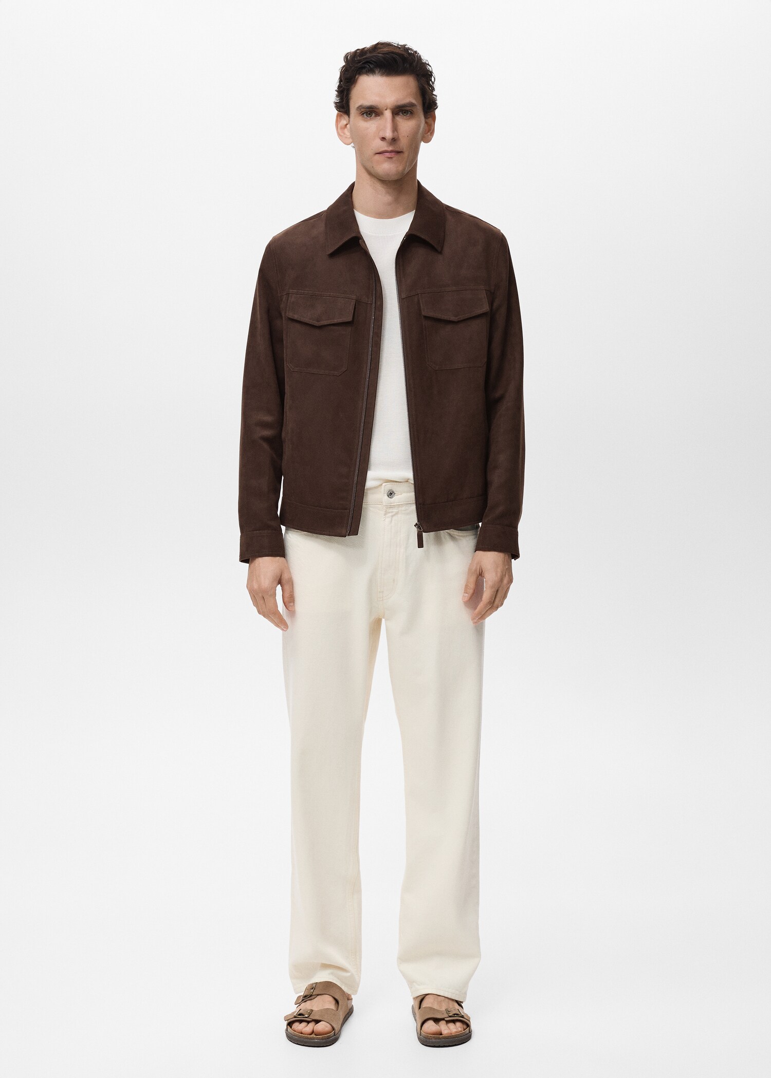 Suede-effect jacket with zip - General plane