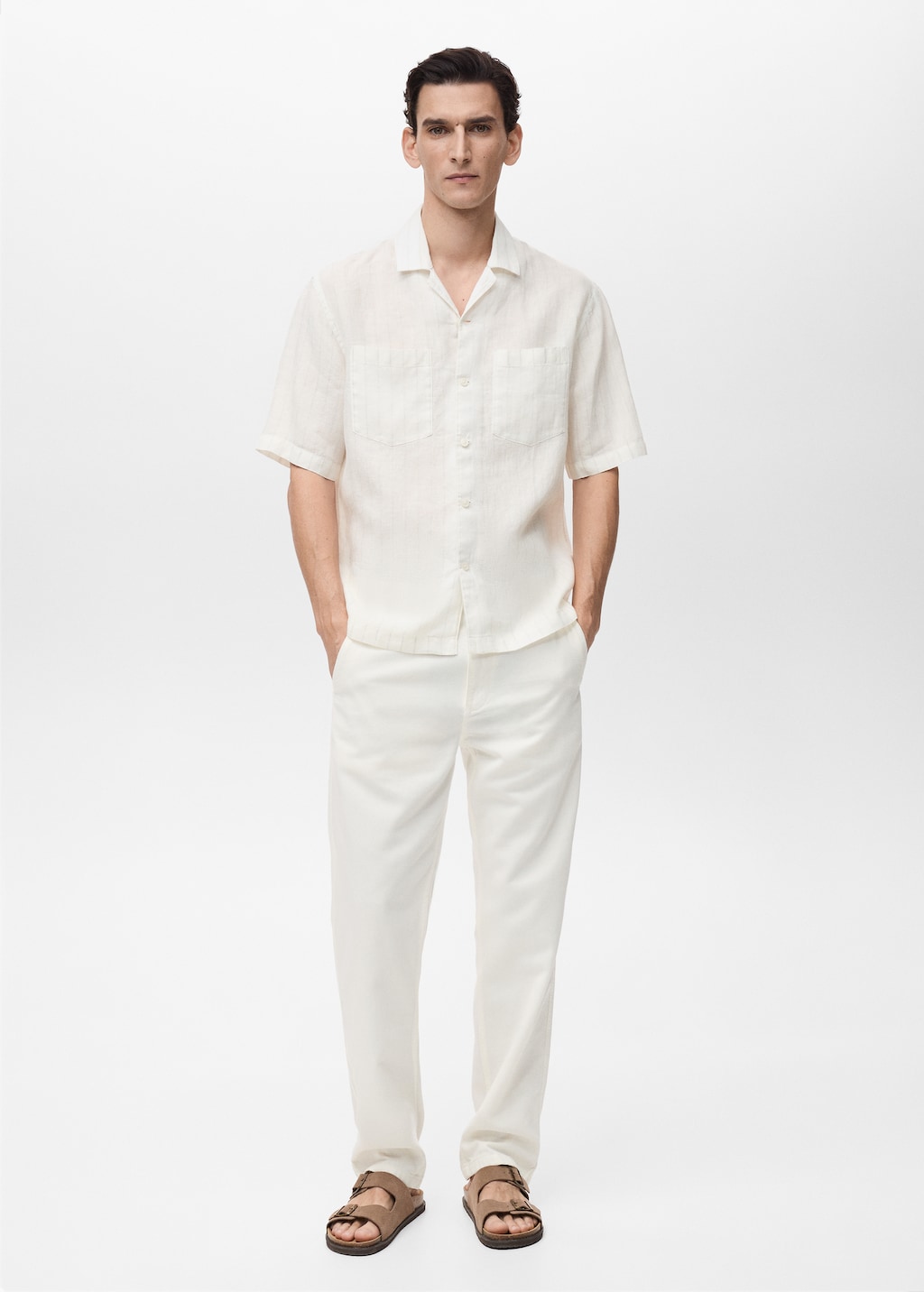 100% linen shirt with pinstripes - Men | MANGO USA