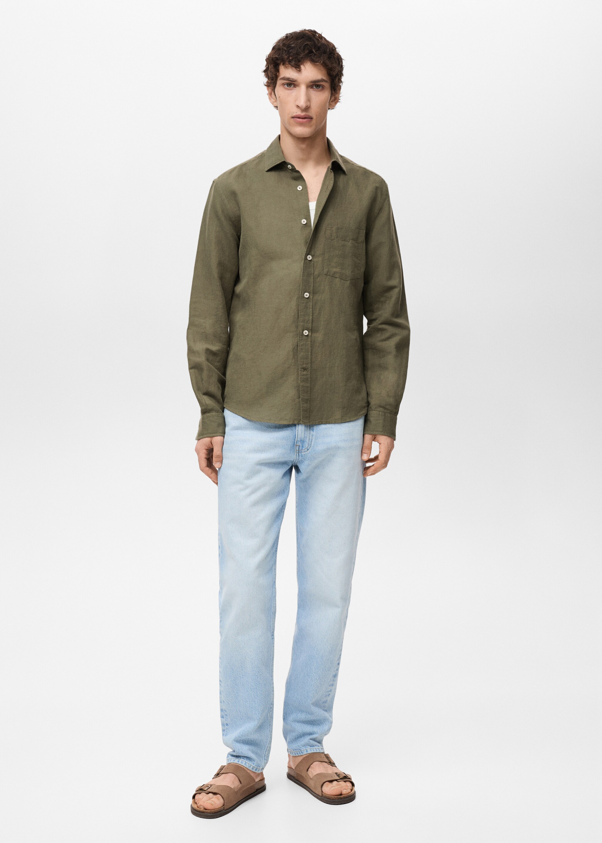 Linnen blouse met borstzak - Overzichtstekening