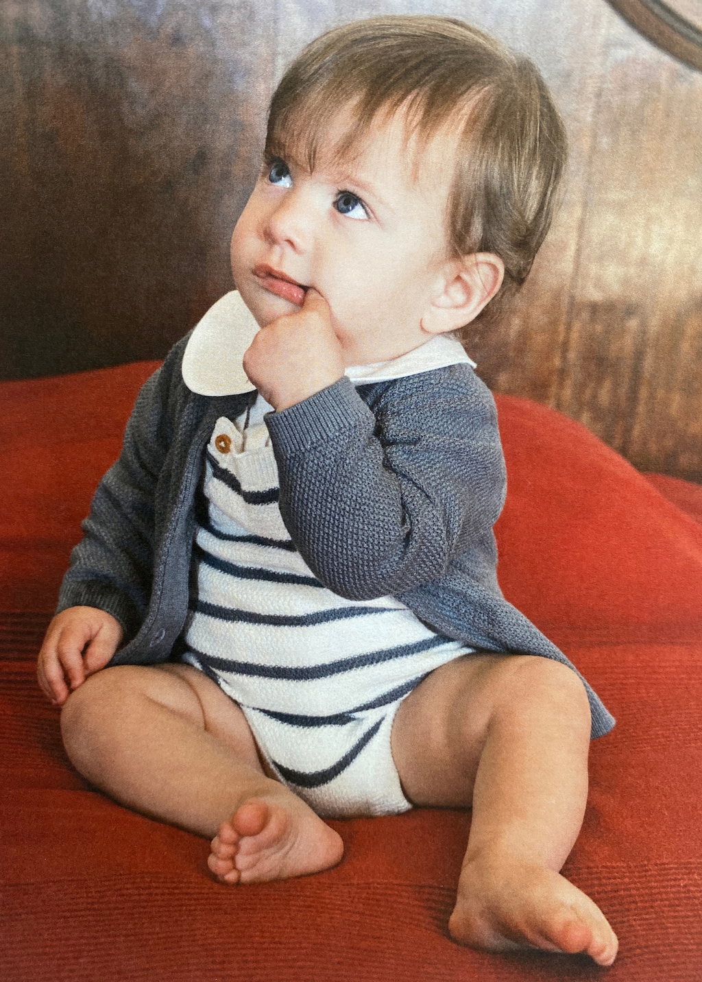 Striped knitted romper
