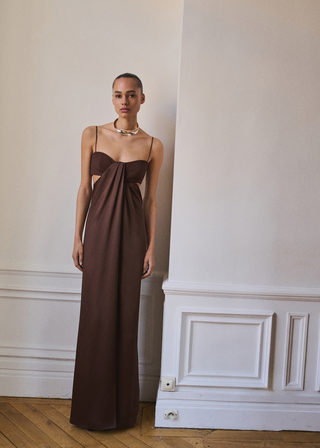 Satin dress with side slits