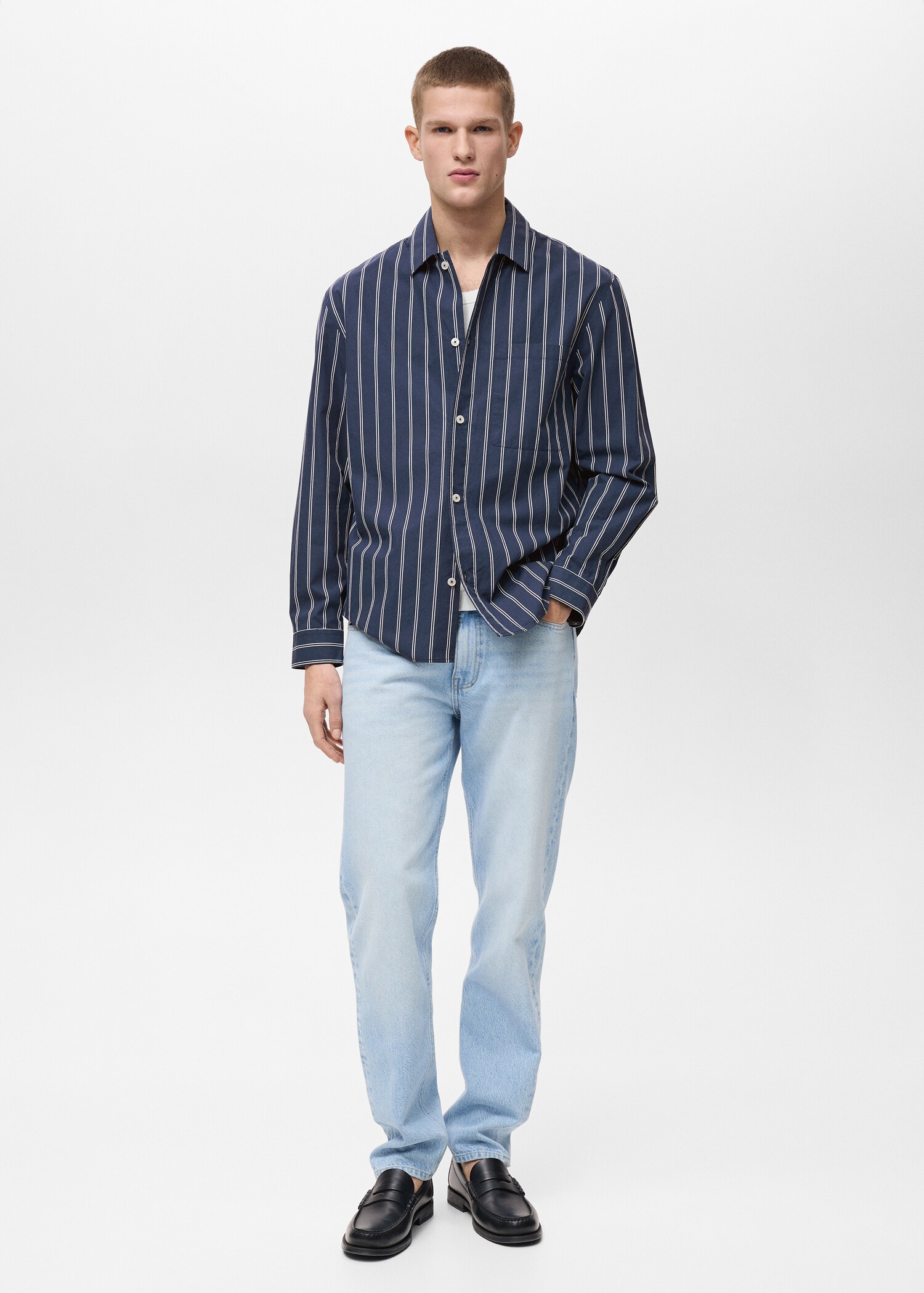 Regular-fit striped 100% cotton shirt - General plane